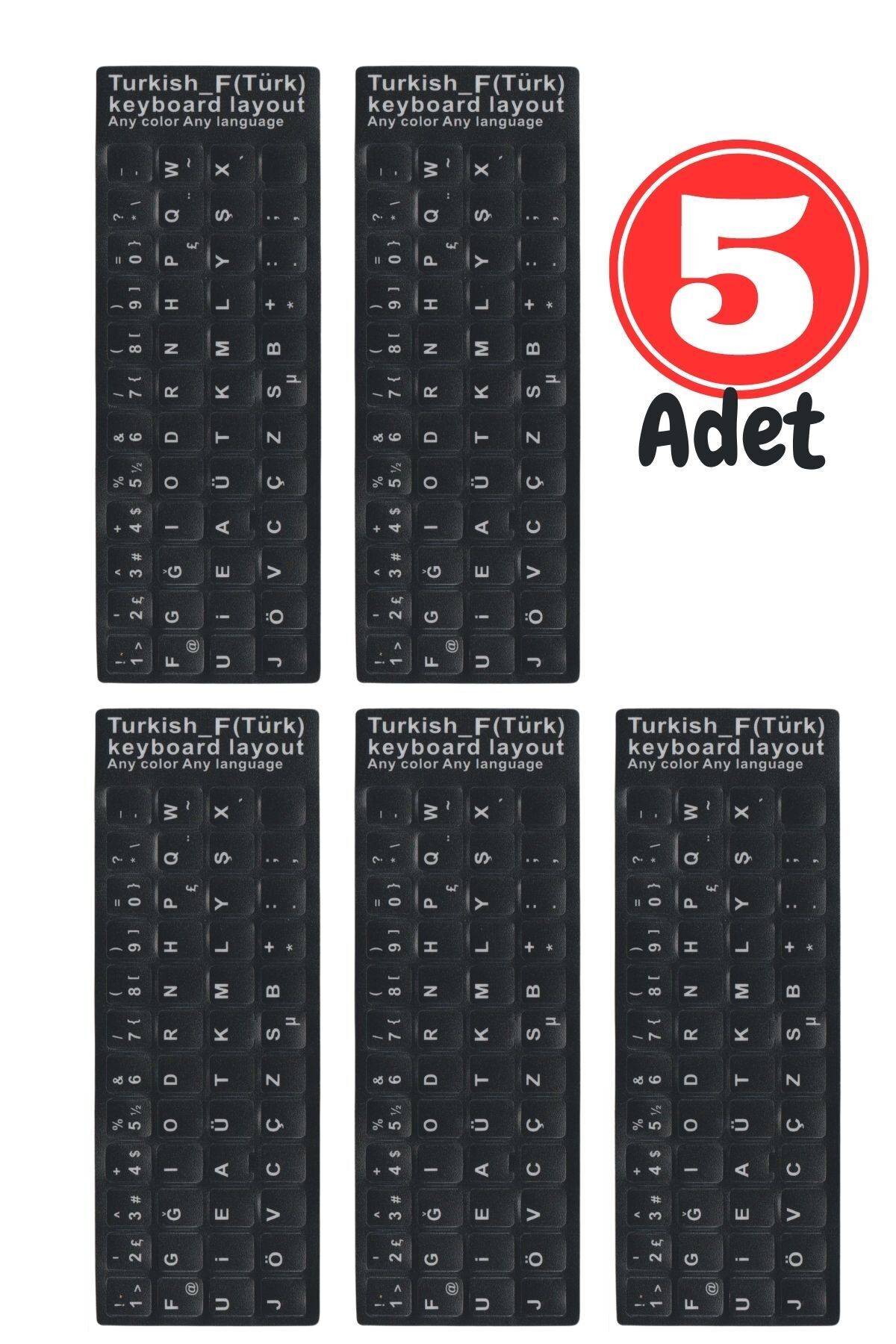 MF01 F Keyboard Sticker/5 Pcs-Laptop PC Compatible-Indelible/Turkish F Keyboard Sticker