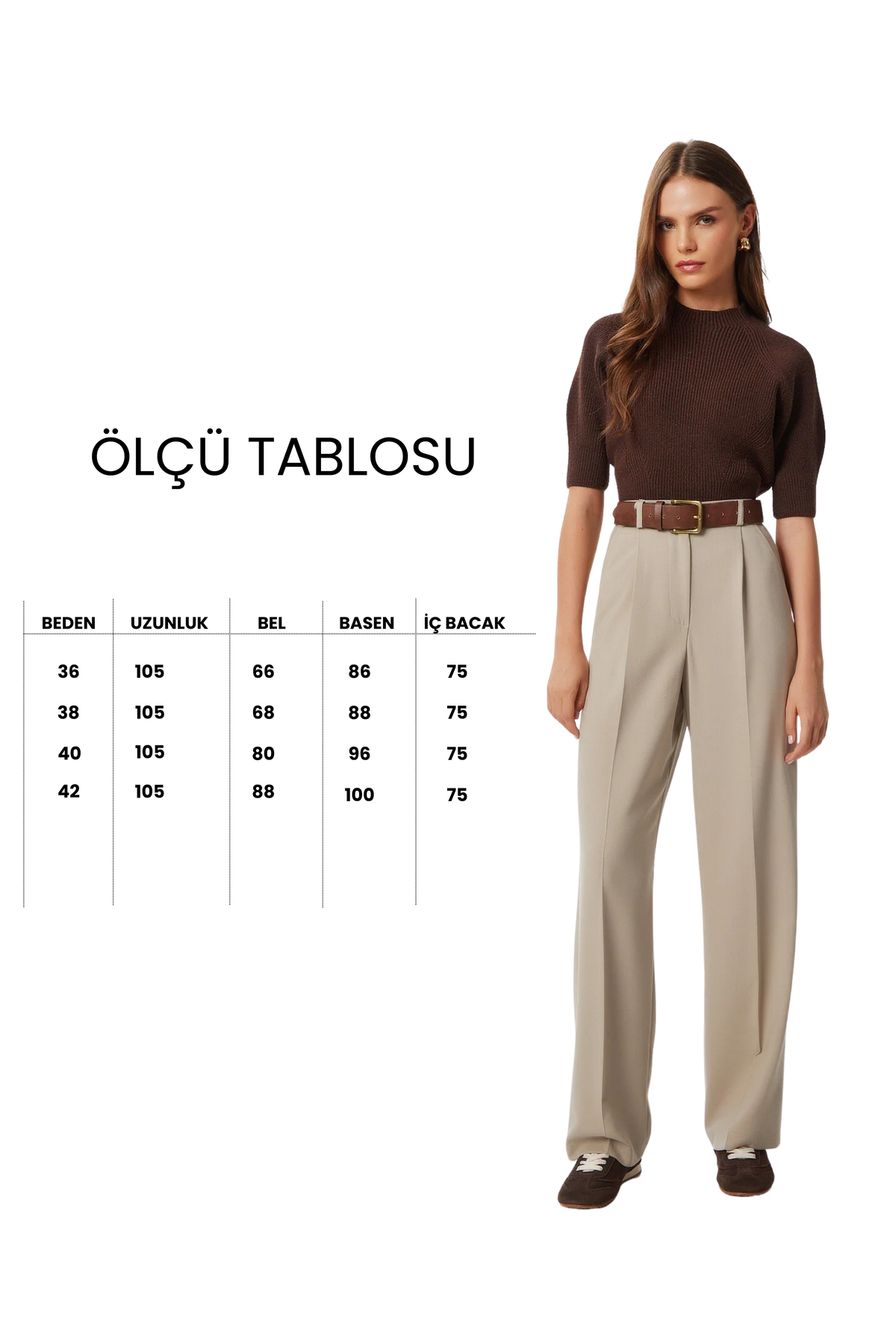 Lovelyİstanbul  Pensli Pileli Poliviskon Pantolon LGP0021 BEJ - Görsel 7