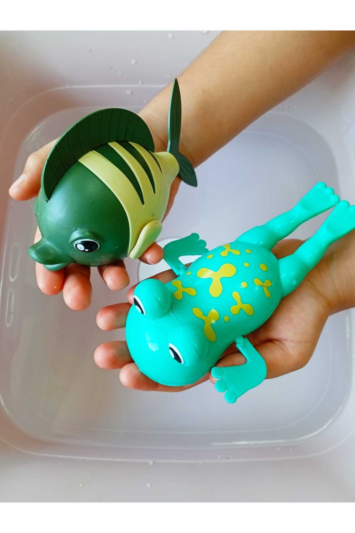 LRS STORE 2 Adet Kurmalı Balık-Kurbağa Bebek Banyo Oyuncağı Küvet Havuz Banyo Denizde Yüzen Oyuncak fotoğrafı 5 (önizleme)