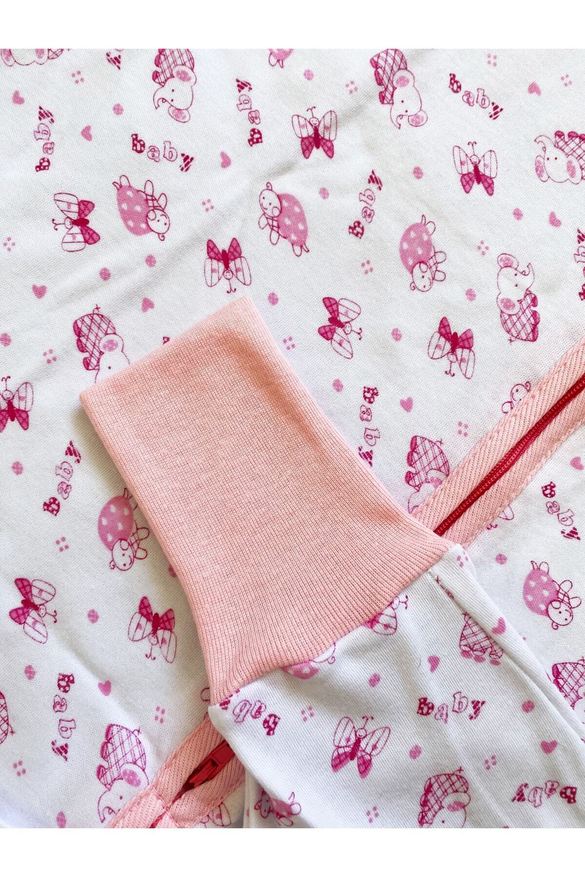 yorni 6-18 Ay, Tek Beden, %100 Pamuk, interlok Penye Kız Bebek Ayaklı Uyku Tulumu fotoğrafı 7 (önizleme)