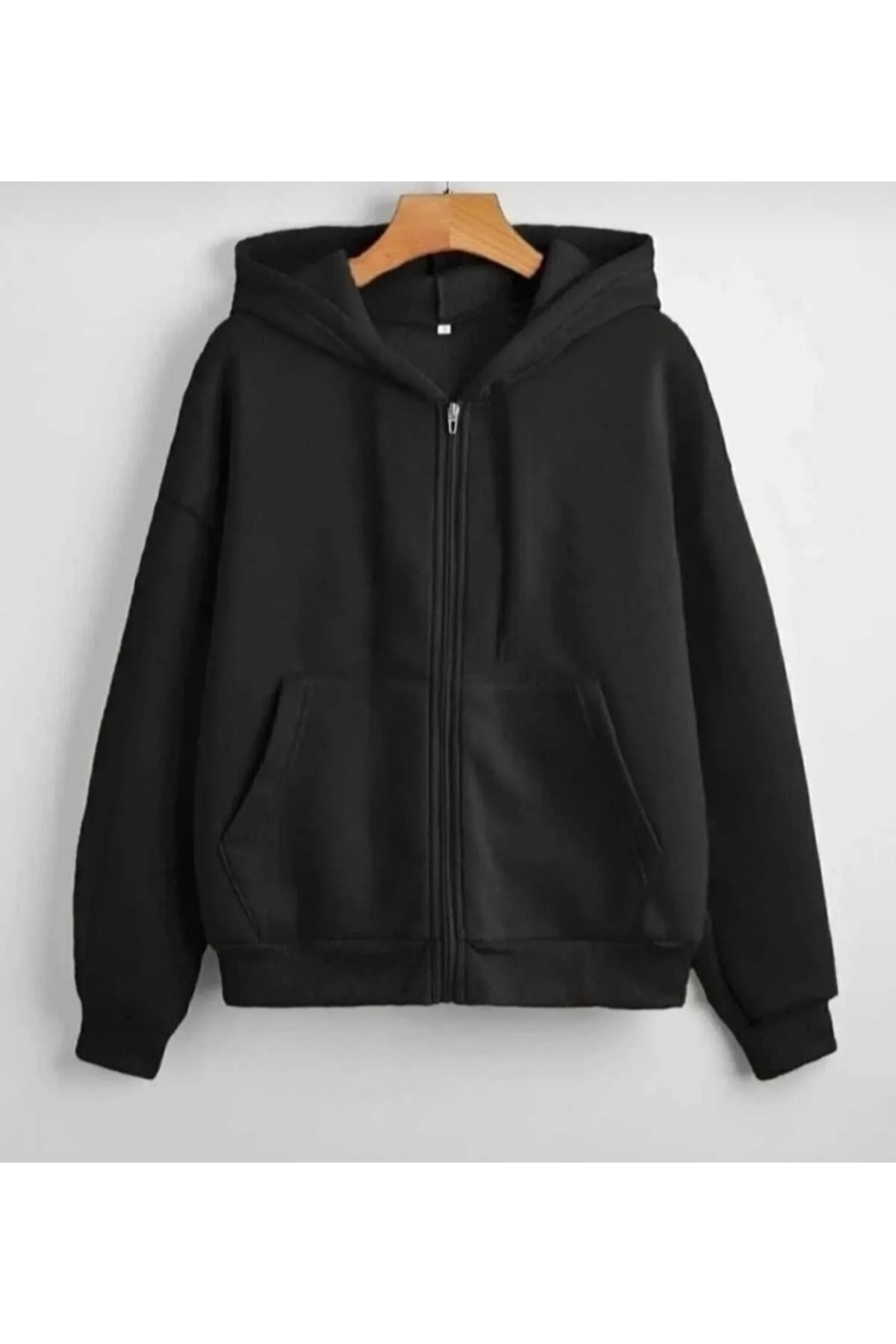 DEZZİİ 3’Lü Fermuarlı Kapşonlu Sweatshirt Hırka Siyah Laci Gri görsel 2