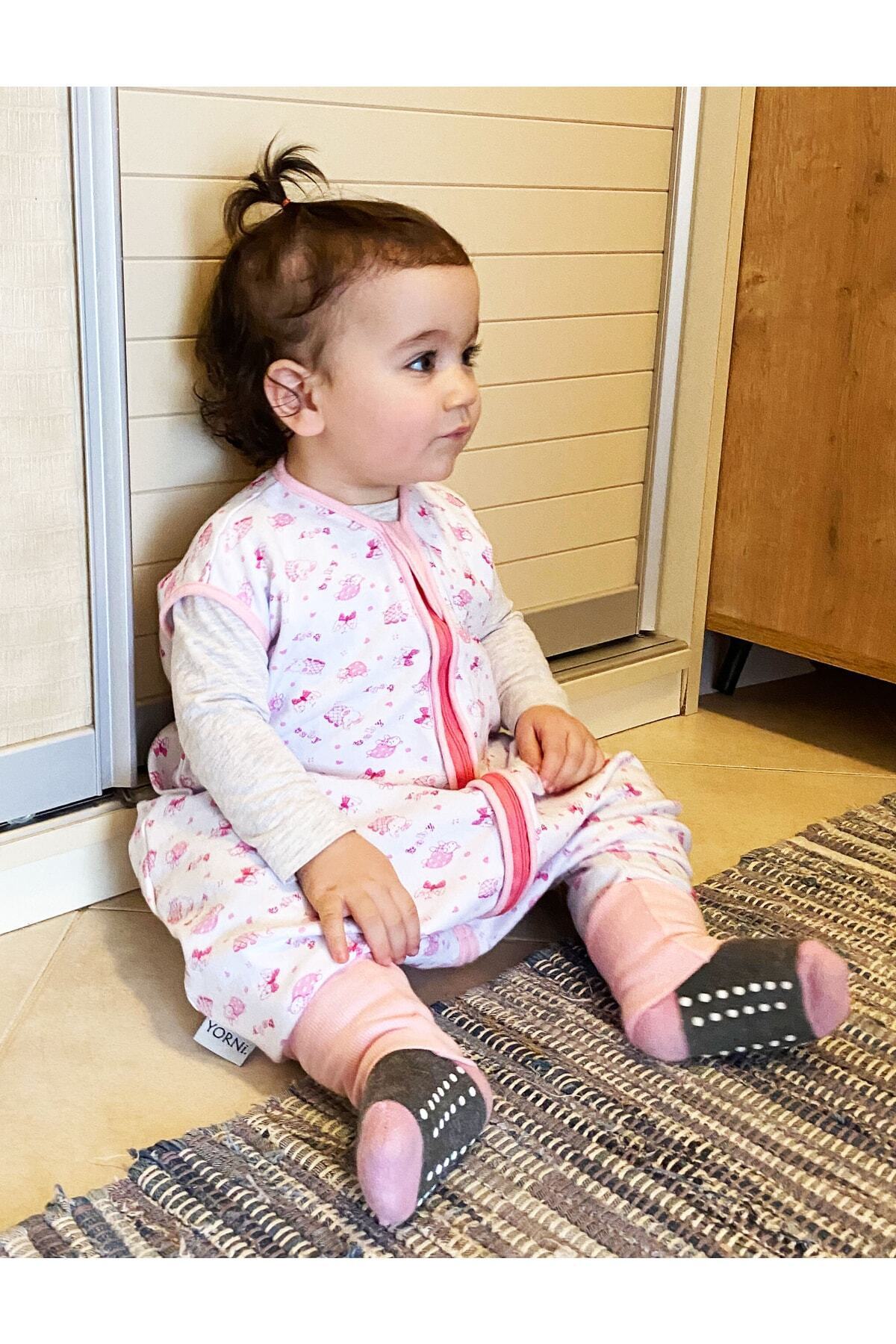 yorni 6-18 Ay, Tek Beden, %100 Pamuk, interlok Penye Kız Bebek Ayaklı Uyku Tulumu fotoğrafı 2 (önizleme)