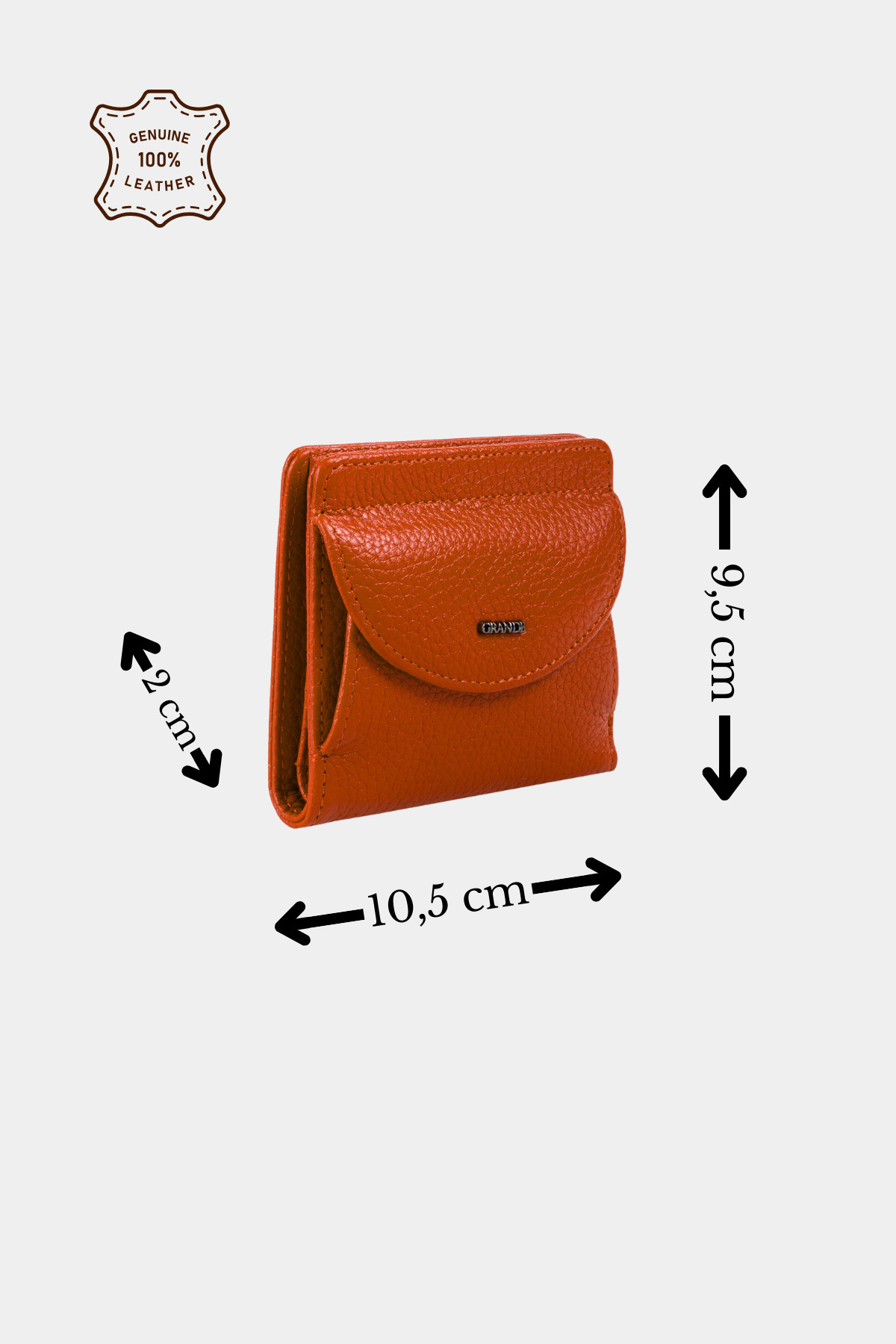 Grande 2833 Hakiki Deri Elegance Mini Kadın Cüzdanı Turuncu görsel 2