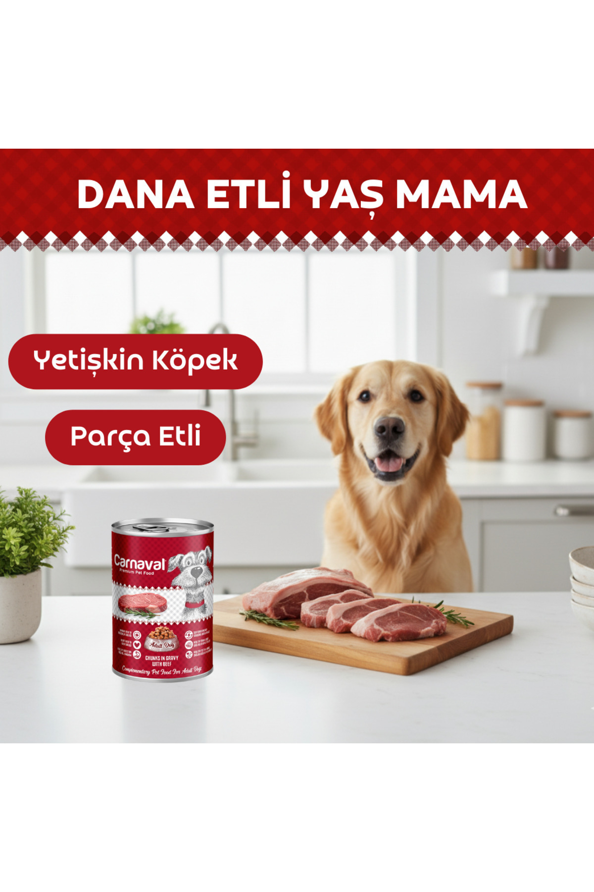Carnaval Parça Etli Biftekli Köpek Konservesi 400 Gr X 1 Adet