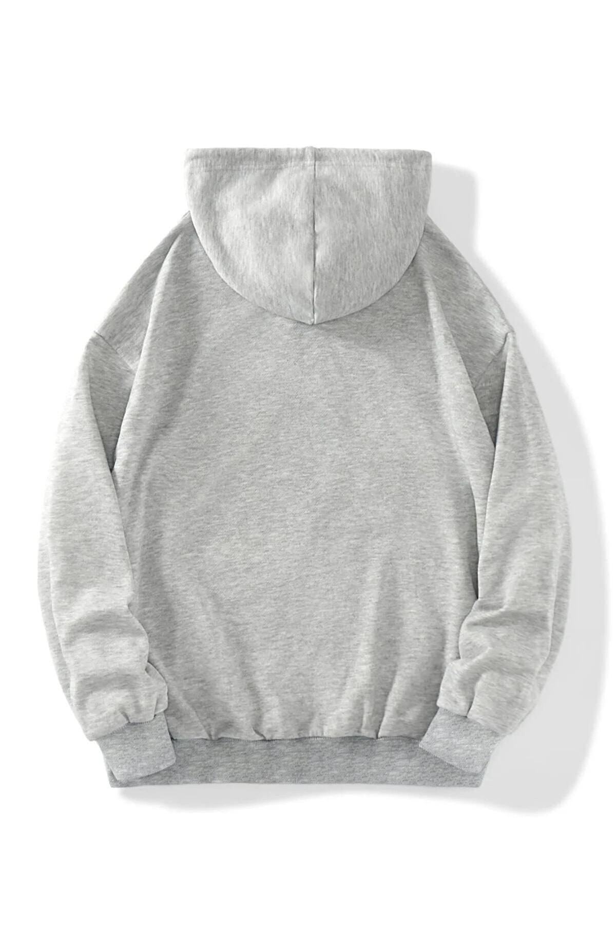 blackjack giyim Unisex 2ip Örme Kumaş Baskılı Kapüşonlu Fermuarlı Sweat Hırka görsel 2