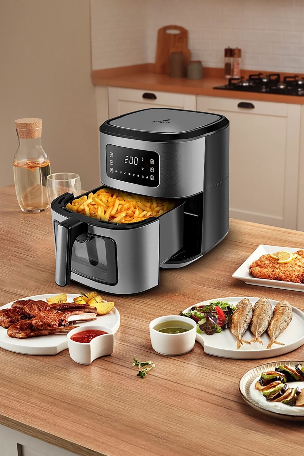 Karaca Multifry Inox Xxl 6,5-litrová digitálna fritéza so skleneným okienkom ...