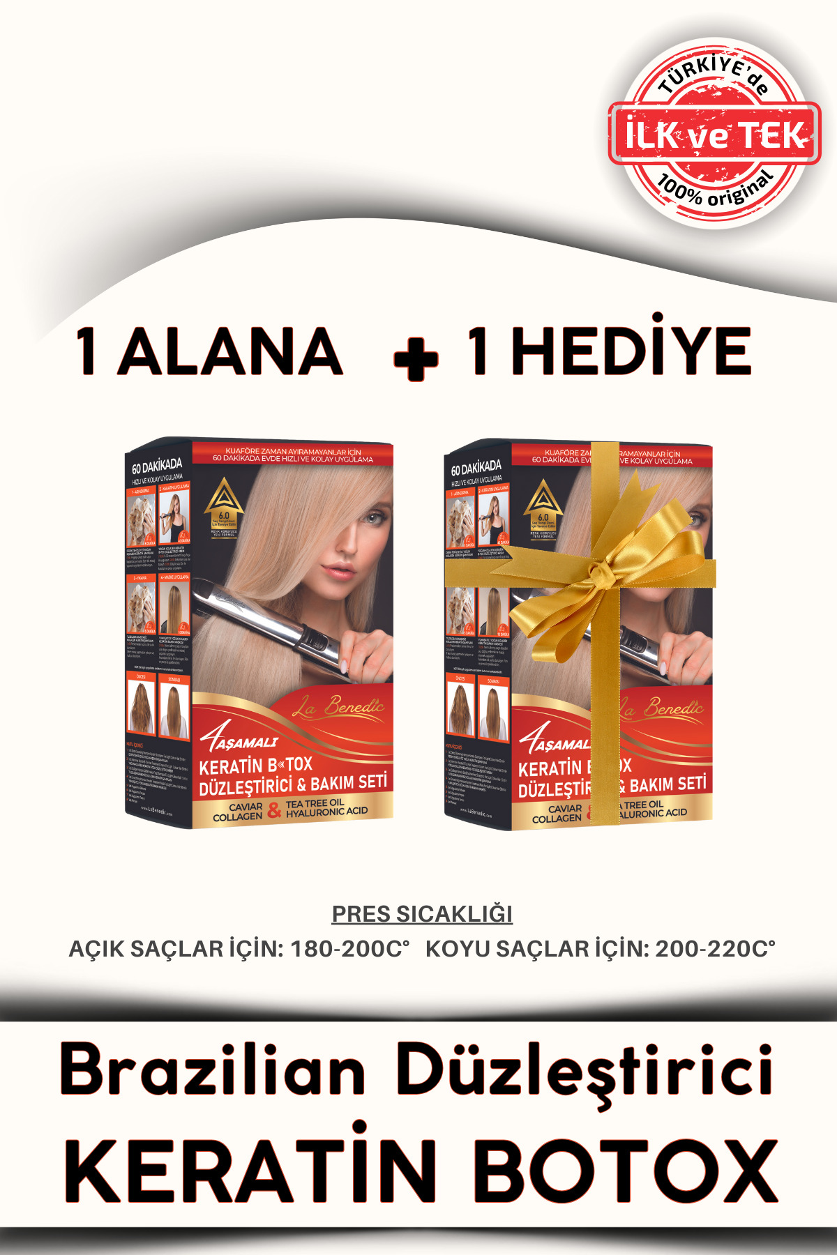 La Benedic 4 Aşamalı Keratin Botox Hızlı Düzleştirici & Bakım Brezilya Fönü Jel Set (AÇIK RENKLİ SAÇLAR IÇİN) — 423001-T