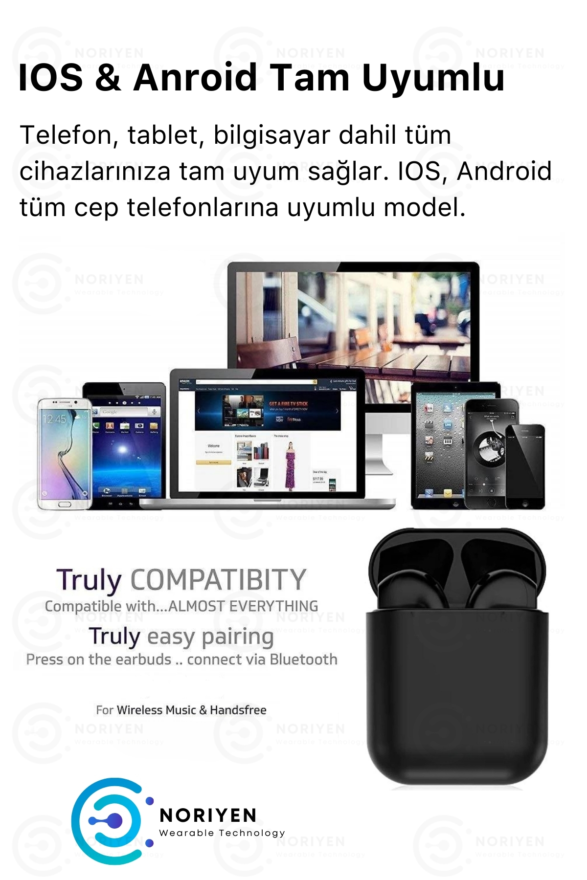 Premium Serisi White 2 Model IOS Android Uyumlu Aktif Gürültü Engelleme Kablosuz Bluetooth Kulaklık