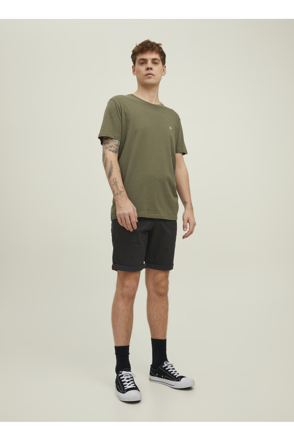 جک اند جونز شلوارک مردانه مشکی مردانه چینو 12165604_JPSTBOWIE JJSHORTS SOLID