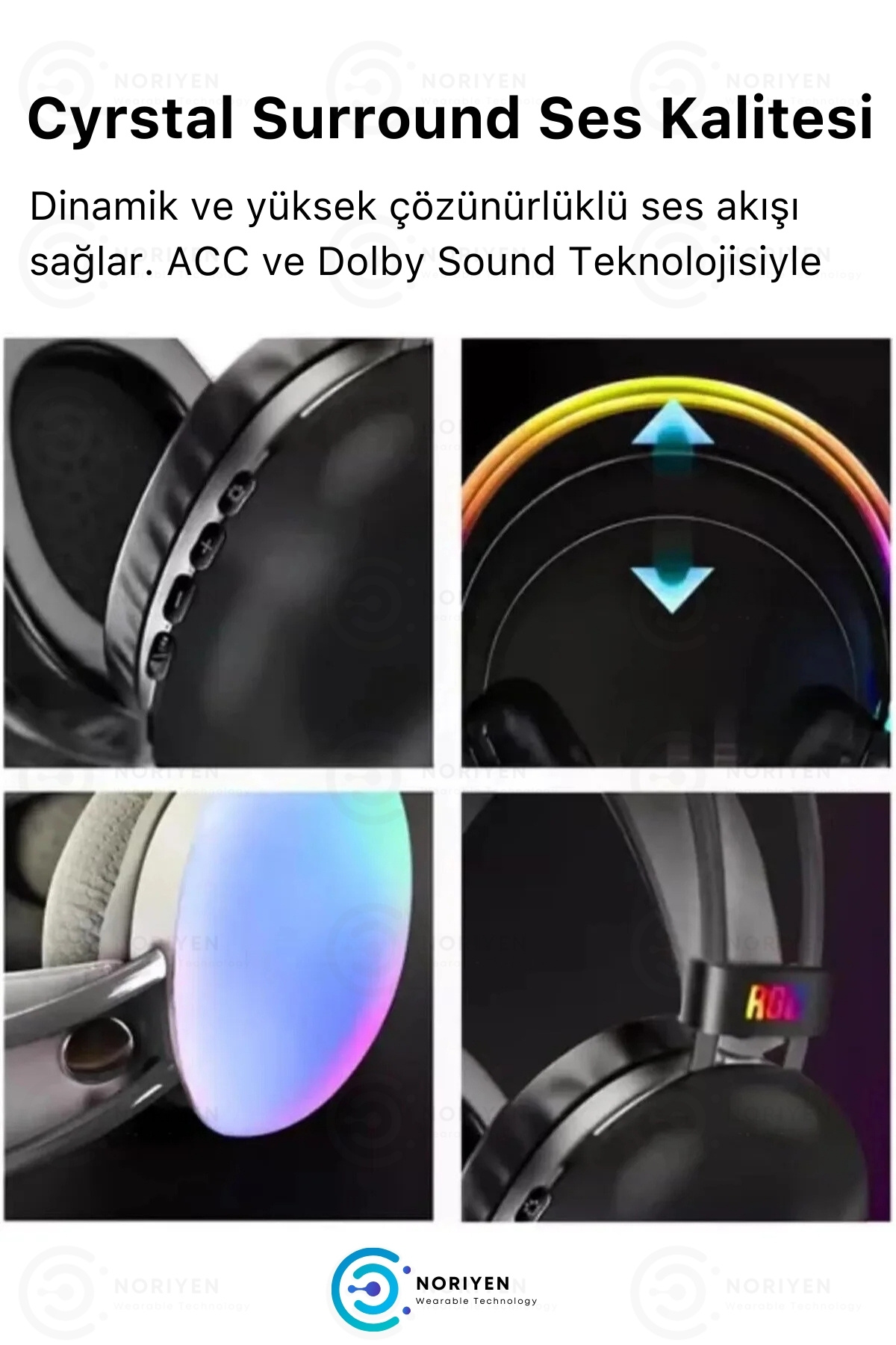 PG 580 Premium Seri Mikrofonlu RGB LED Işıklı Bluetooth Kablosuz Kafa Üstü Kulaklık