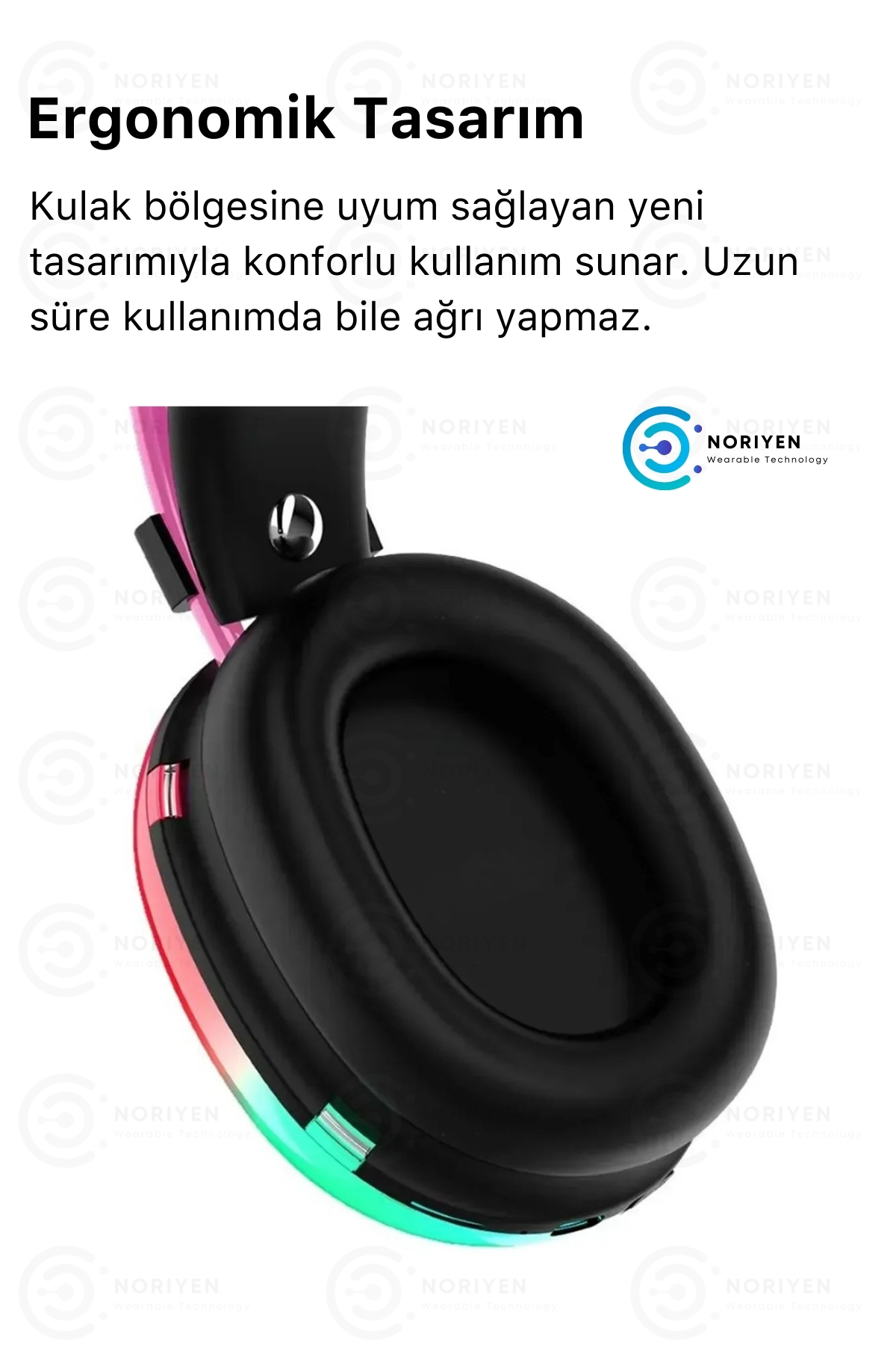 PG 580 Premium Seri Mikrofonlu RGB LED Işıklı Bluetooth Kablosuz Kafa Üstü Kulaklık