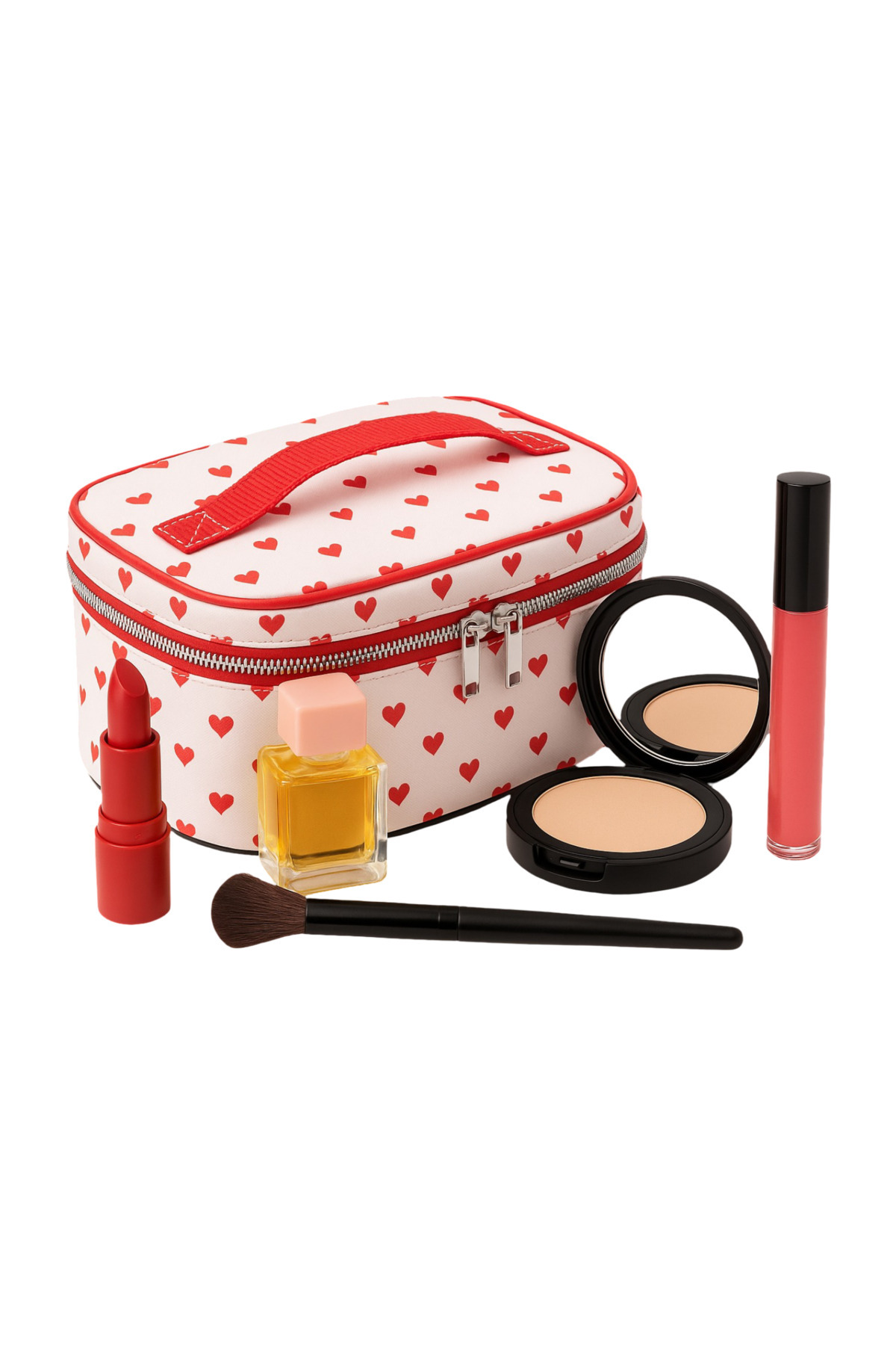 NS reliable Ns Captain Seyahat Makyaj Organizatörü Makyaj Çantası,çok Fonksiyonlu Kozmetik Çanta Kalp Desenli