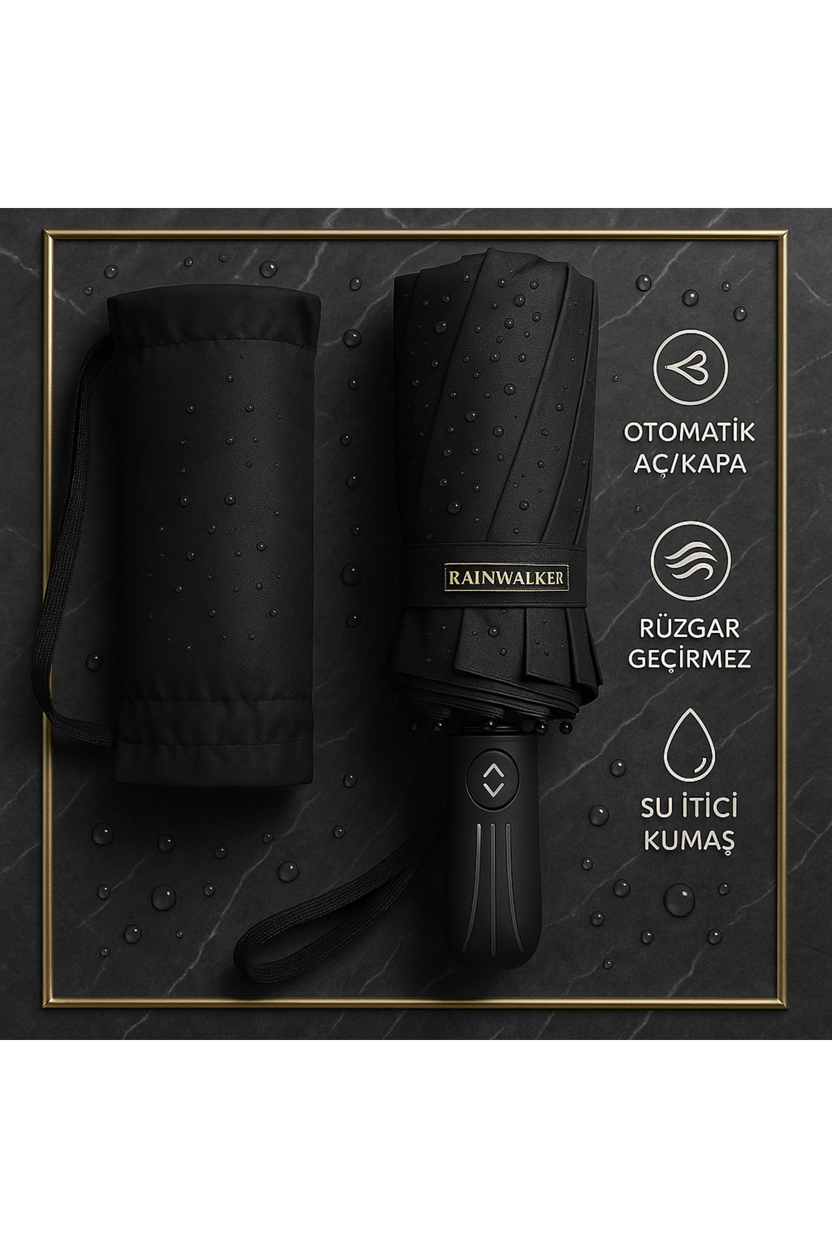 Toptancı Amca RW Premium Katlanır Şemsiye 3 KATLI FİBER GÖVDE 16 TELLİ TAM OTOMATİK MEKANİZMA 100 CM ÇAP