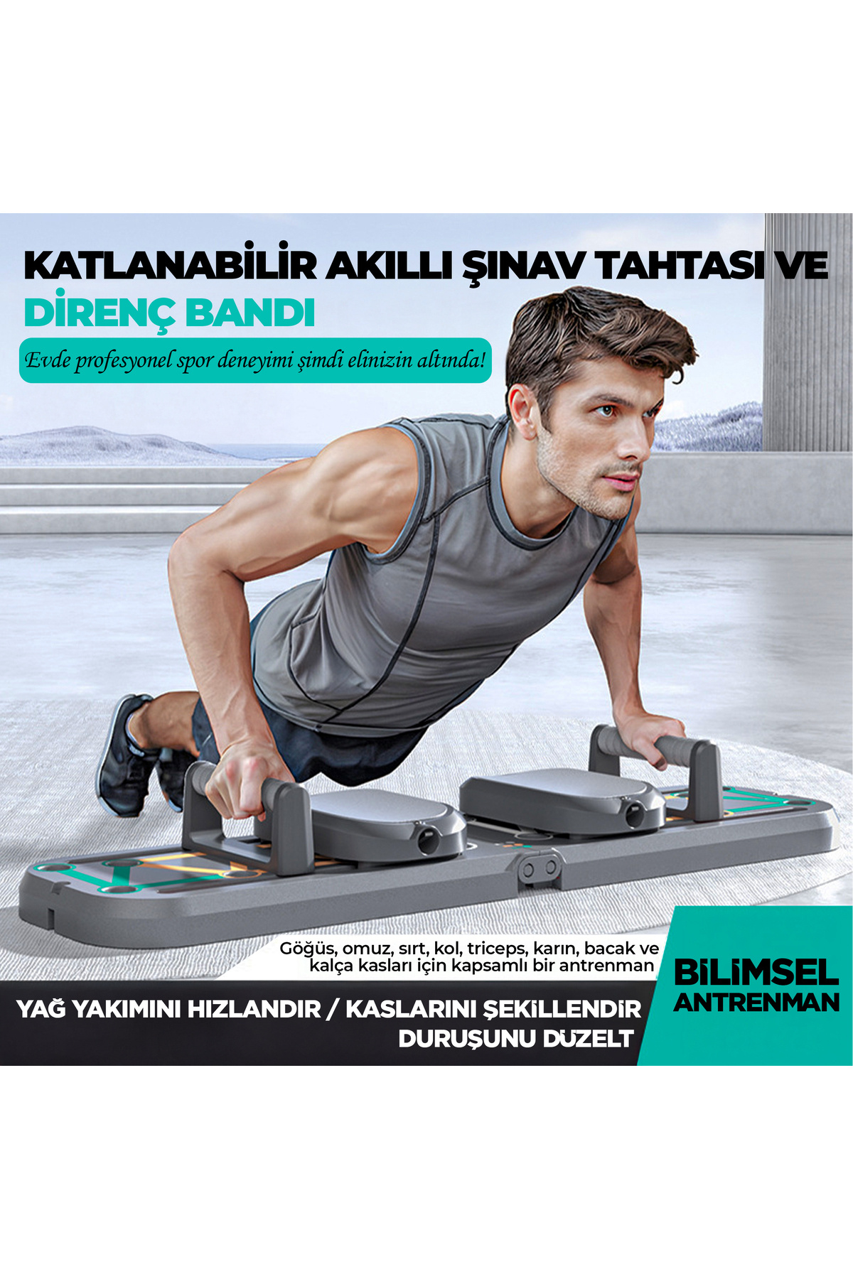 RELAXUS Çok Fonksiyonlu Akıllı Şınav Egzersiz Tahtası Direnç Lastik Bandı Taşınabilir Antrenman Sistemi