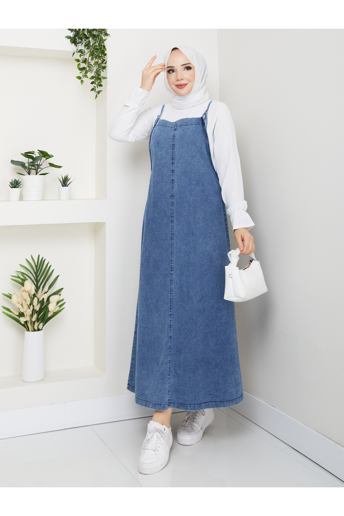 RACE FASHİON Denim Kot Jile & Salopet Askılı Elbise RC6029 fotoğrafı 2 (önizleme)