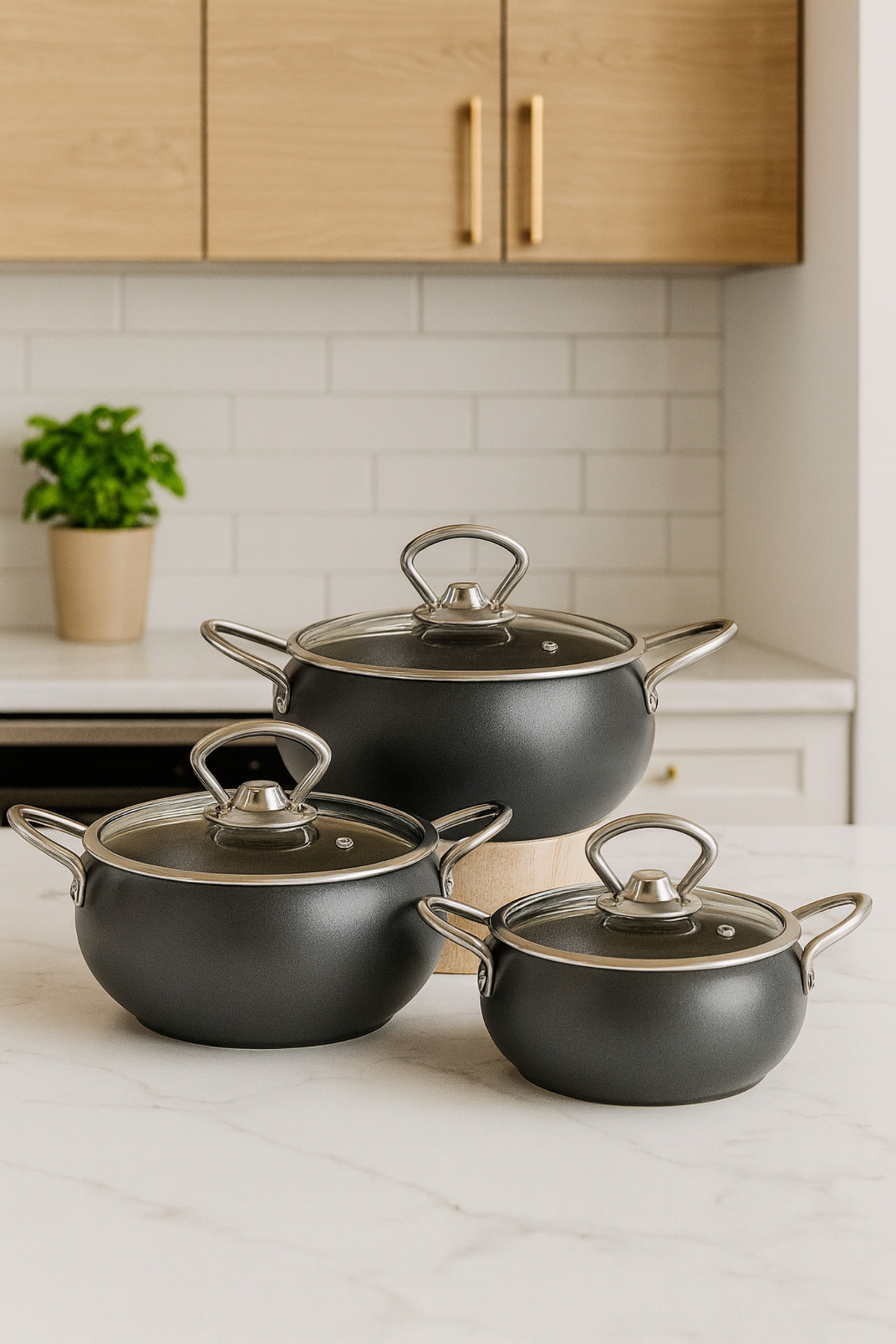 COCİNERO 3554 6 Parça Granit Mini Küre Tencere Seti Antrasit 12/14/16 Cm - Fiyatı, Yorumları