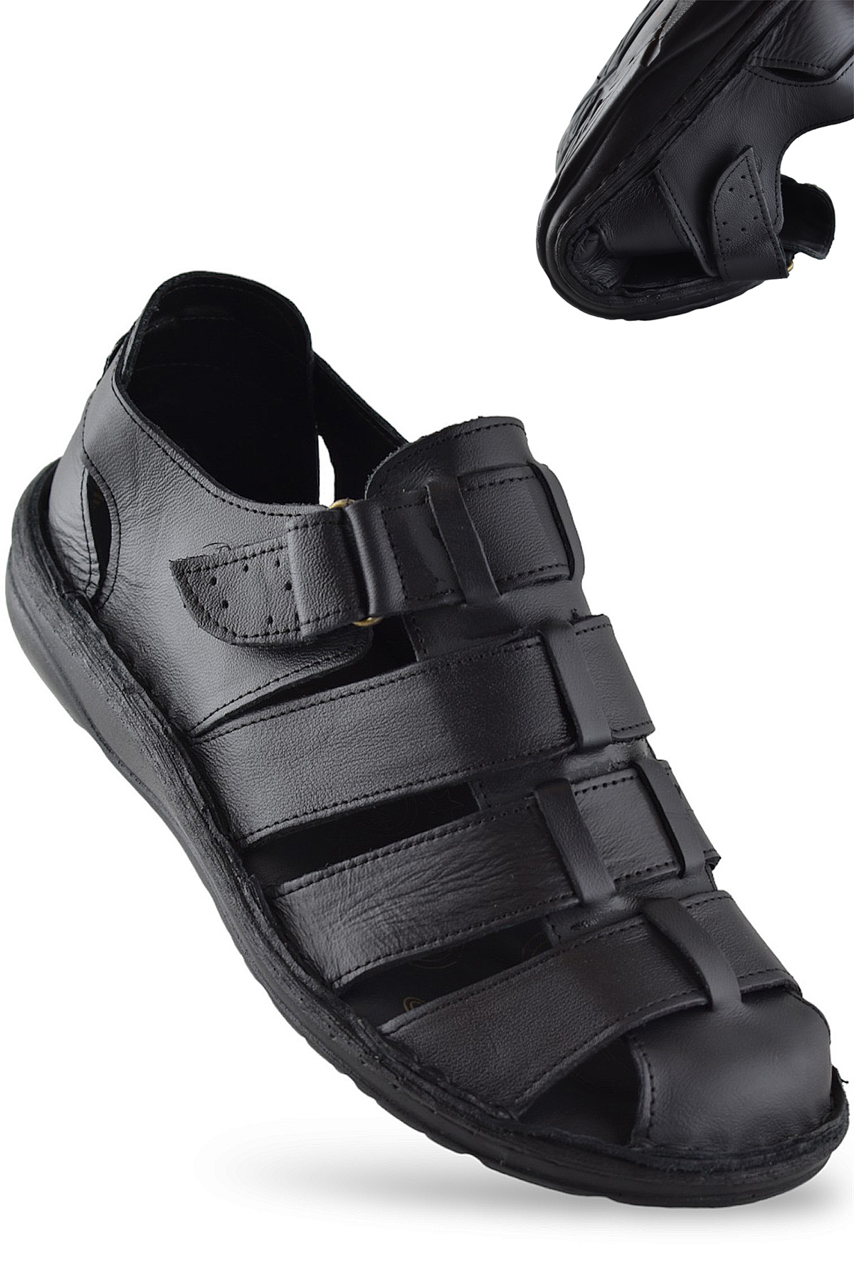 ayakkabiburada 033 Puff Taban Hakiki Deri Erkek Sandalet