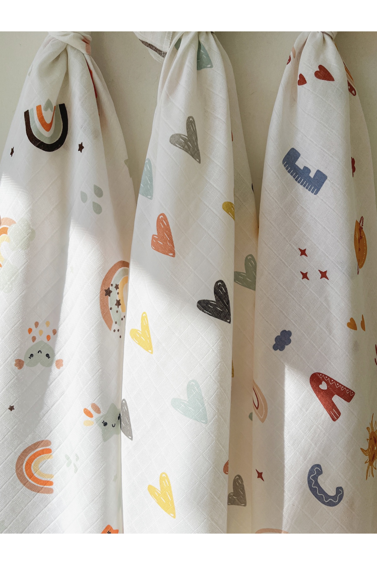 COOLMINIES Çok Amaçlı Müslin Örtü 3’lü Set, Müslin Yenidoğan Bebek Battaniyesi, %100 Pamuk Müslin Bez, 80*90 cm fotoğrafı 2 (önizleme)