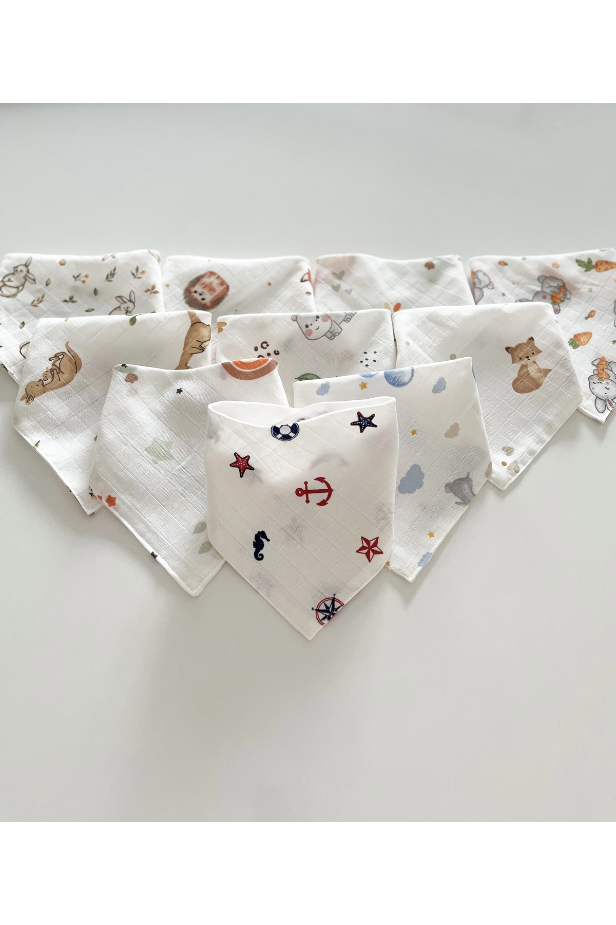 COOLMINIES 5 Adet Karışık Erkek Desen %100 Pamuk Müslin Kumaş Çıtçıtlı Bebek Önlük,Salya Önlüğü,Bebek Fular fotoğrafı 3 (önizleme)