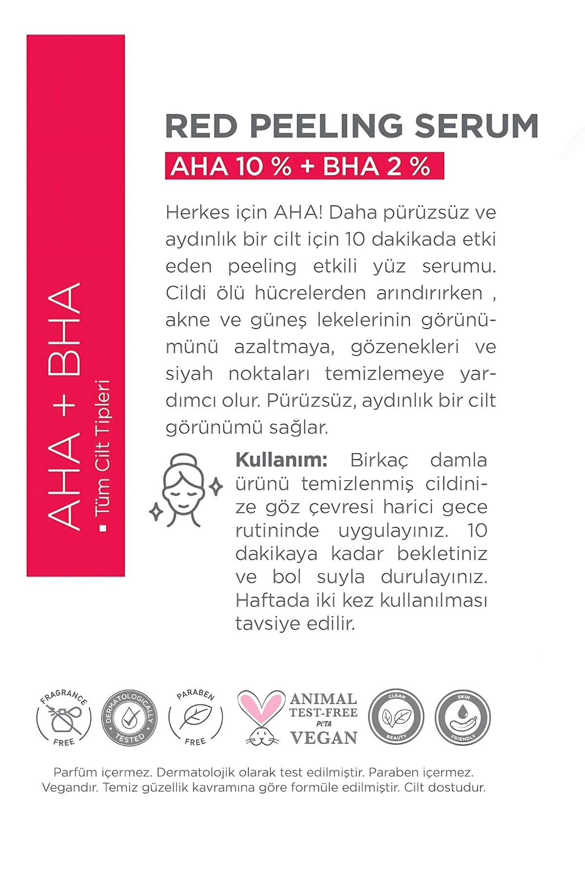 سرم لایه بردار قرمز AHA 10% + BHA 2% سرم شب و صاف کننده رنگ پوست — TYC7E0XR8N169722870583575 — تصویر 4 از 6