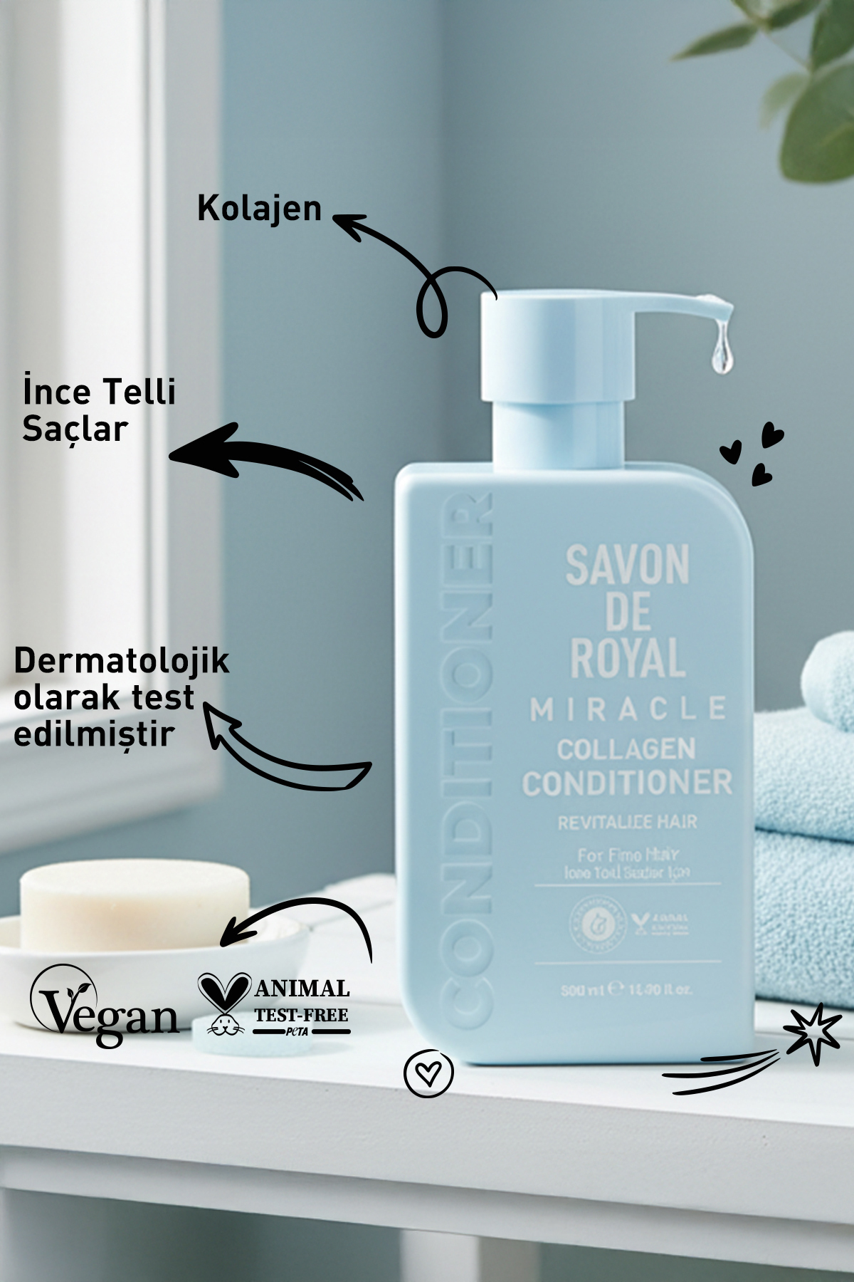 Miracle Saç Kremi 500 ml | Ince Telli Saçlar | Canlandırıcı Etkili | Kolajen — 8681554630176 — تصویر 3 از 3