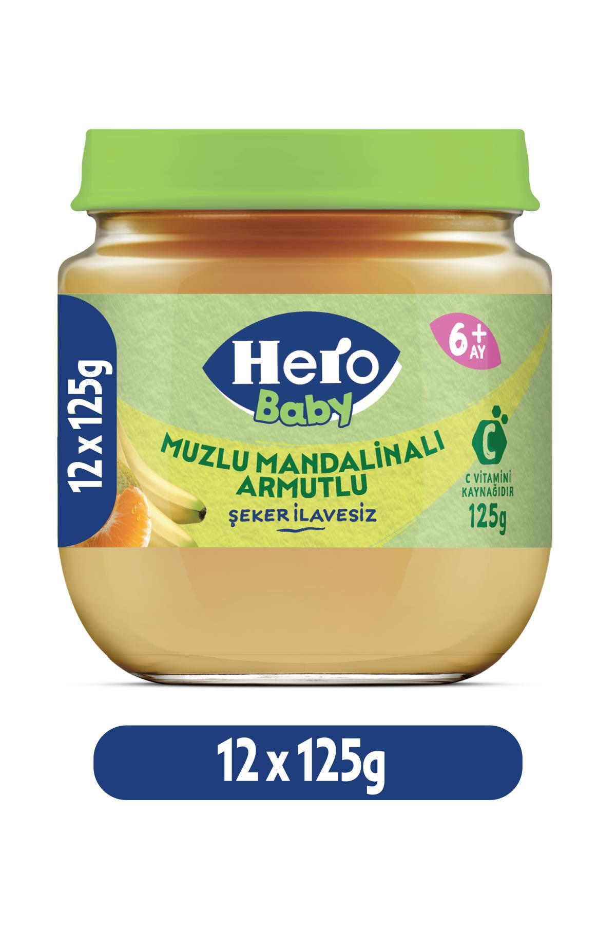 Hero Baby Muzlu Mandalinalı Armutlu Kavanoz Mama 125g x12 fotoğrafı 2 (önizleme)