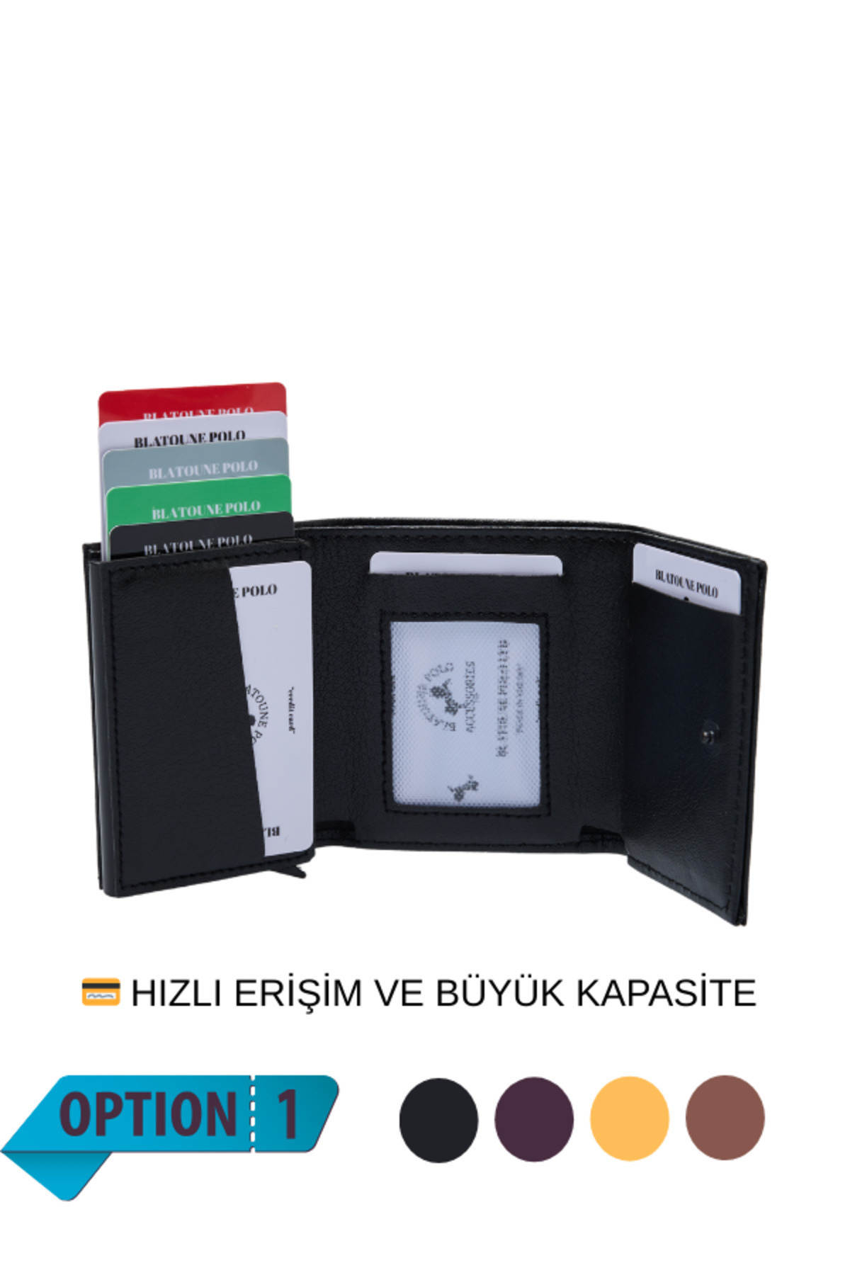 Blatoune Polo Rfıd Korumalı Deri Erkek Otomatik Mekanizmalı Hırsızlık Korumalı Para Bölmeli Kartlık Cüzdan görsel 6