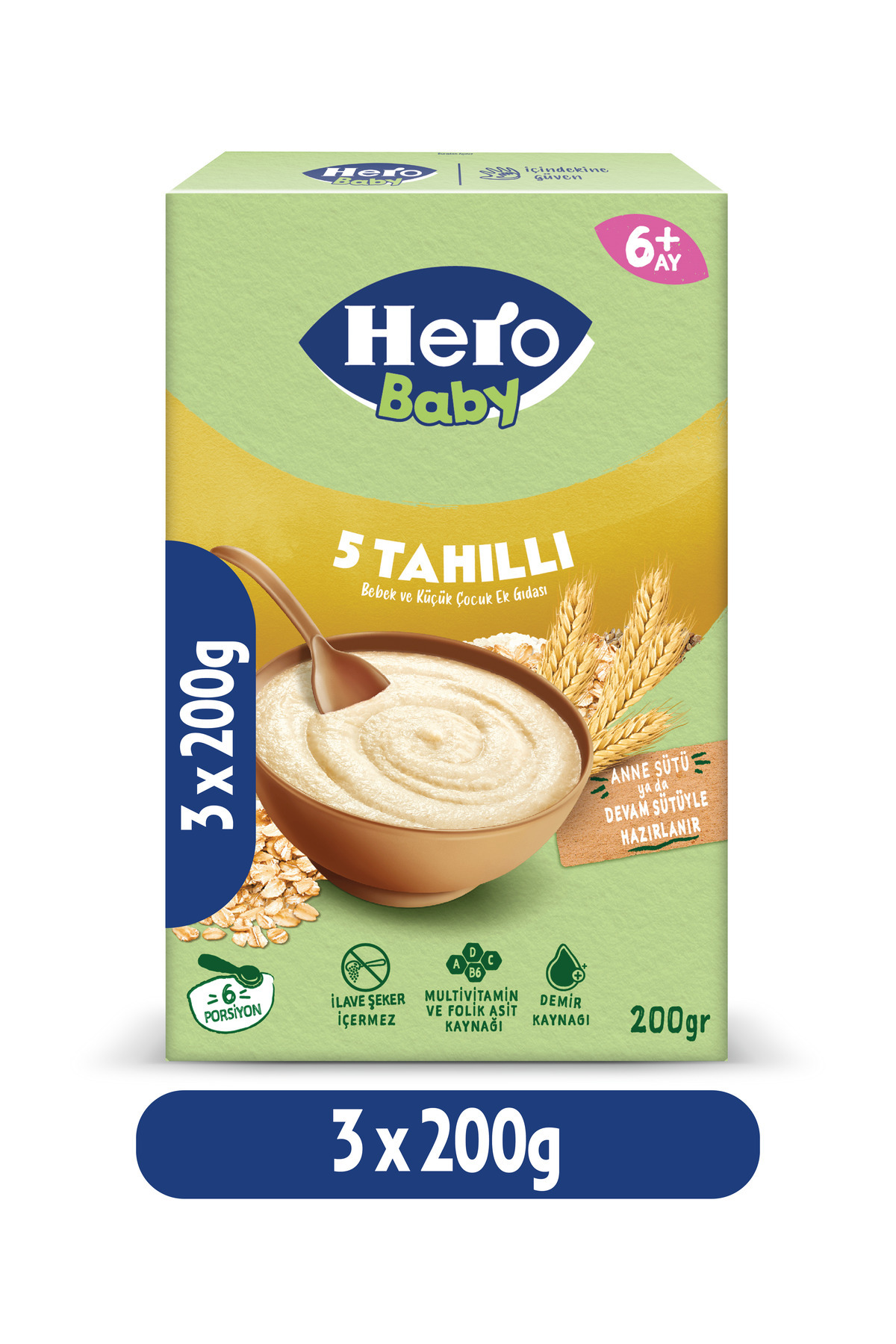 Hero Baby 5 Tahıllı Sütsüz 200g x3