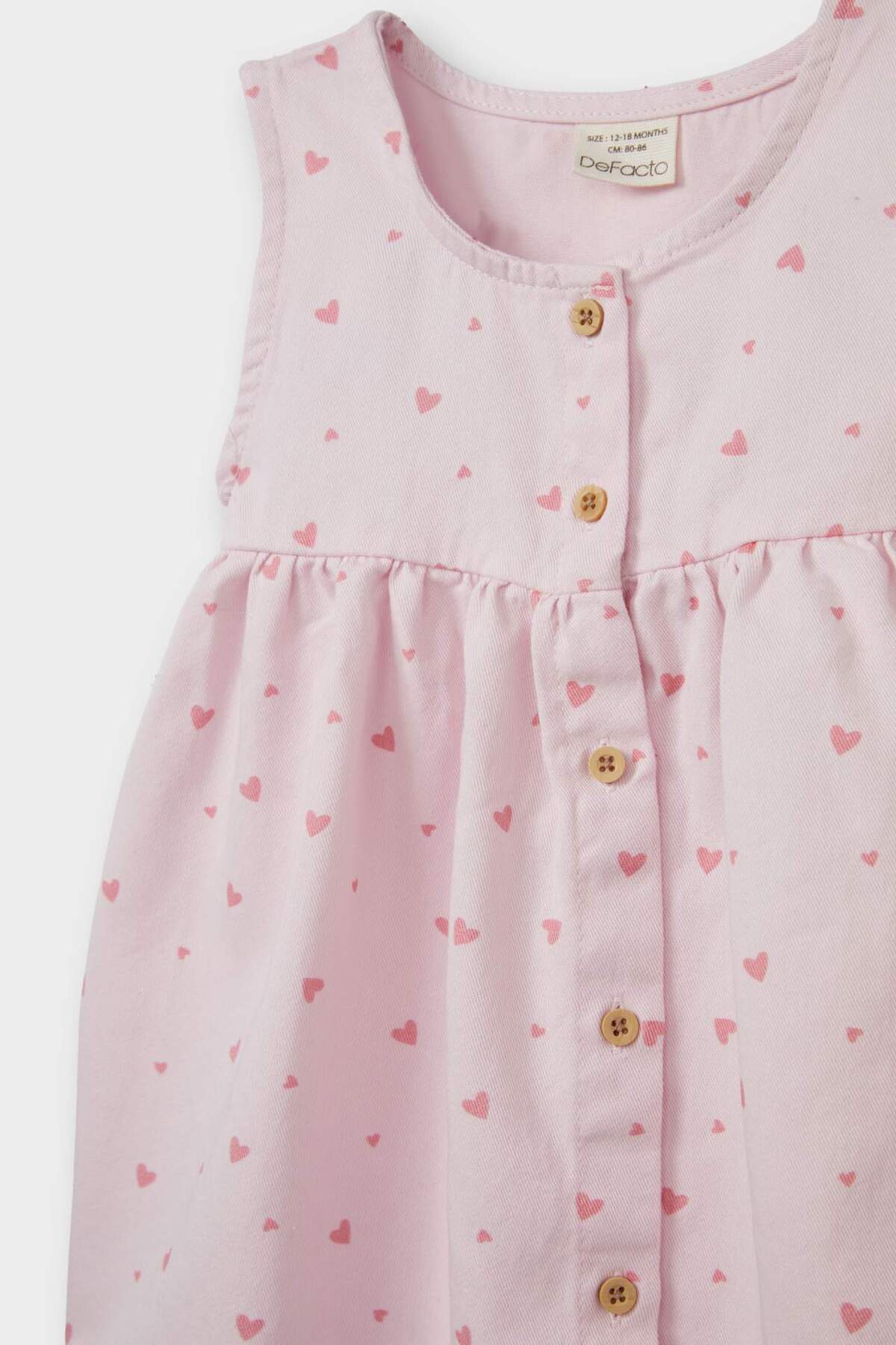 Defacto 2'li Takım Çıtçıtlı Uzun Kollu Body Kalp Desenli Elbise Kız Bebek F4636A525AU fotoğrafı 3 (önizleme)