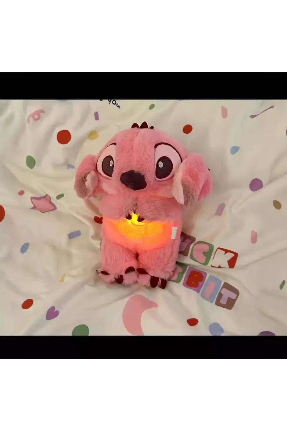Genel Markalar Nefes Alan Peluş Stitch Uyku Arkadaşı Mavi-Pembe lilo stitch Işıklı Müzikli Karnı HareketEdenoyuncak