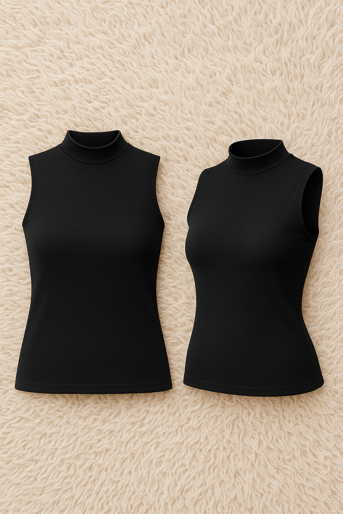 Women's Cotton Lycra Zero Sleeve Turtleneck Combed Cotton 2-Pack Singlet Q6K2K3T6KA