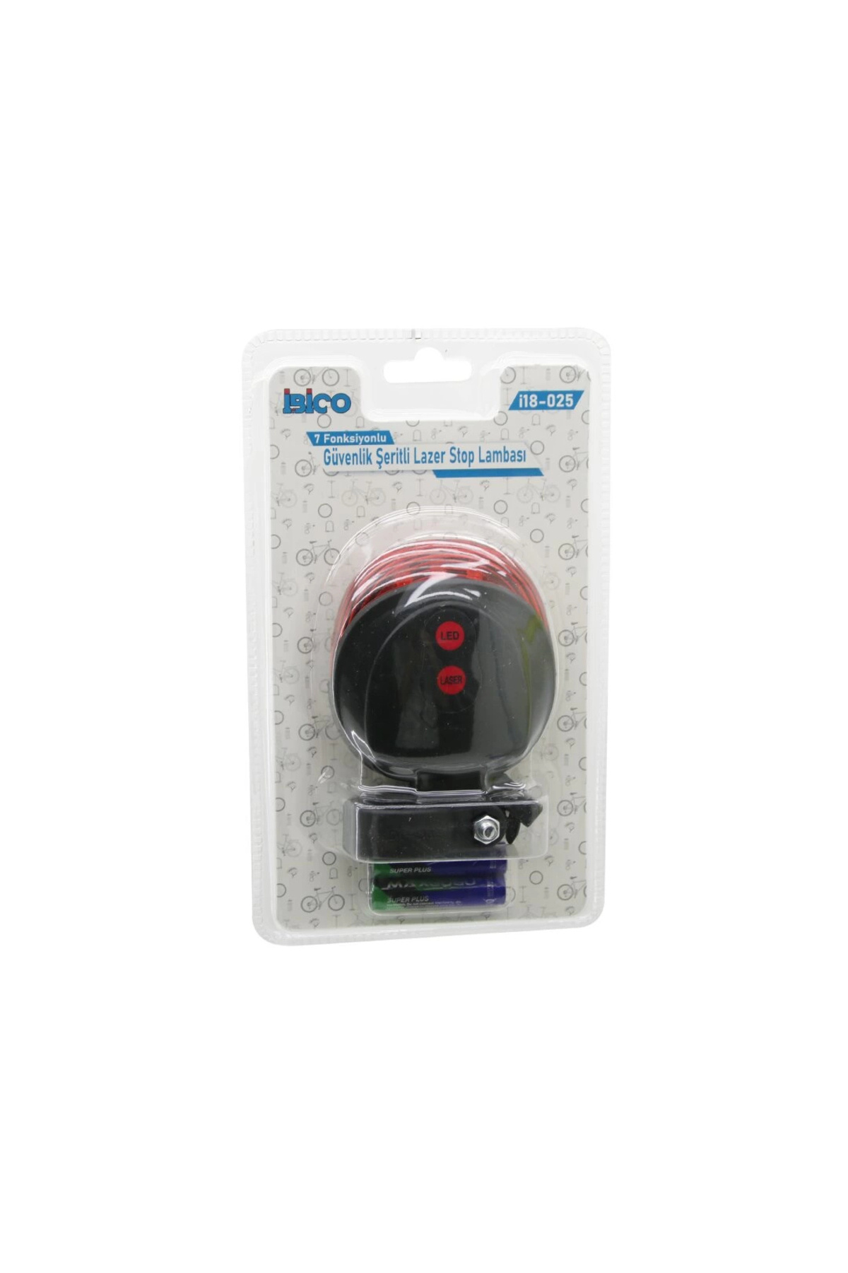 The LOG INVEST Güvenlik Şeritli Lazer Bisiklet Stop Lambası Pilli 7 Fonksiyonlu Su Geçirmez