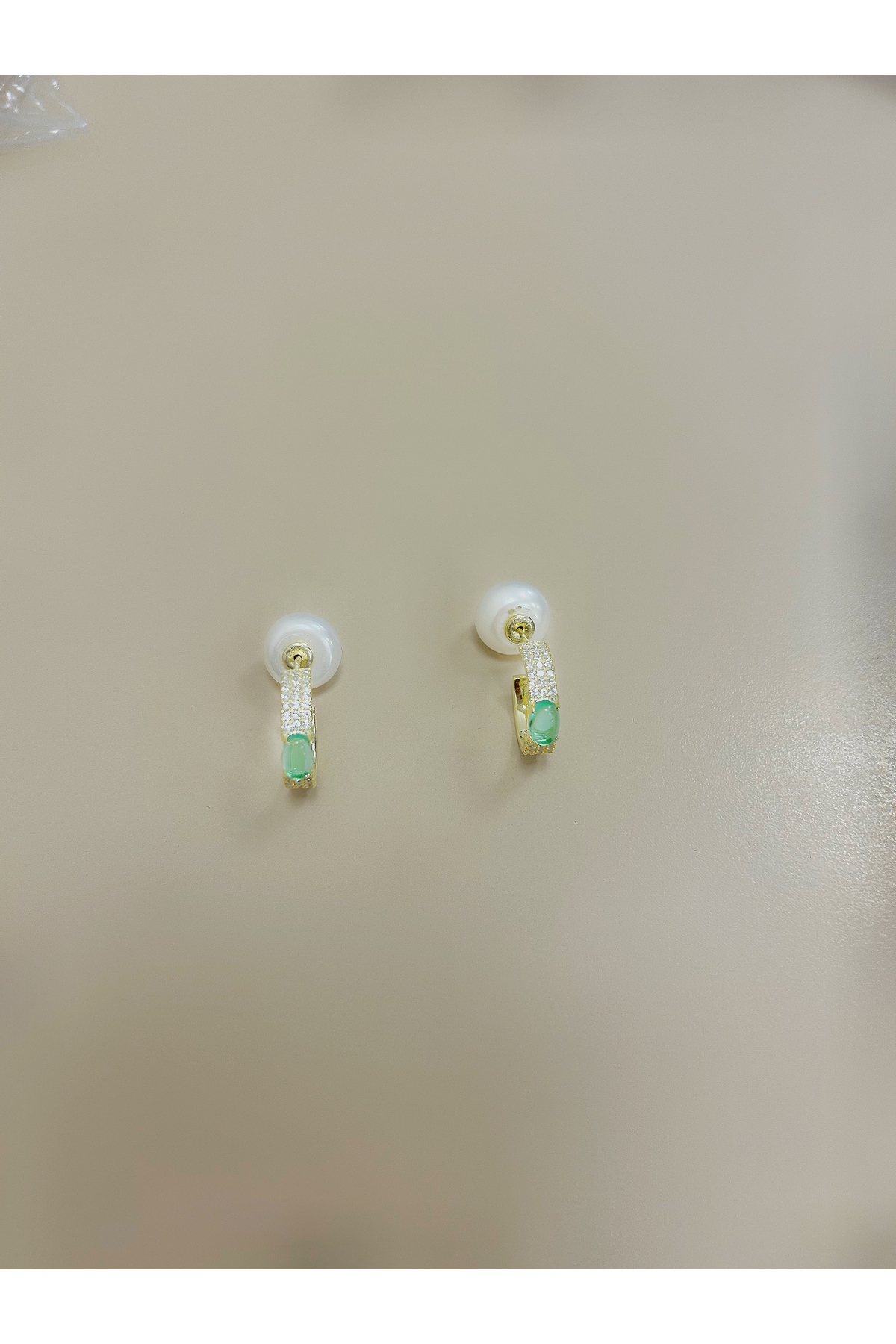 Gümüş Gerçek İncili Zirkon Taşlı Küpe - 3