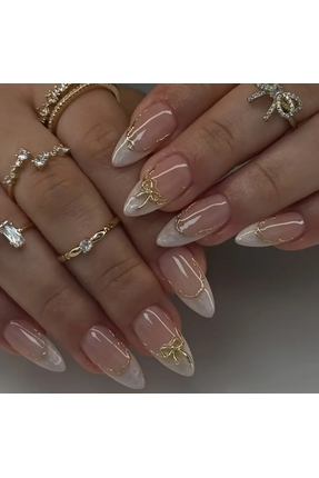 PİRAYE AKSESUAR 24'lü Fransız French Gold Çizim Detay Kurdela Charmlı Uzun Ba...