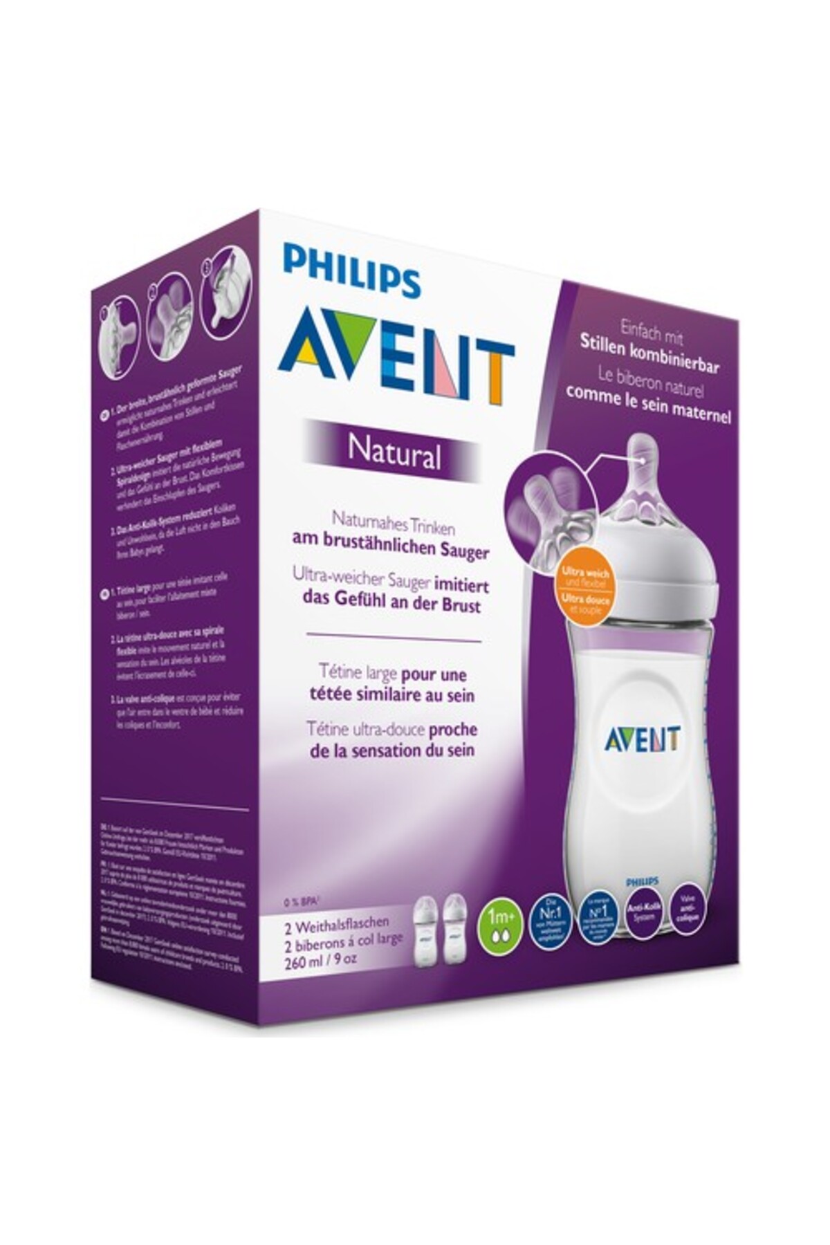 Philips Avent Avent Biberon Scf033/27 Naturel Pp 260Ml Ikılı fotoğrafı 2 (önizleme)
