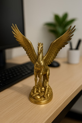 APJ STORE SINCE 2020 Dekoratif Biblo Tasarım Pegasus Kanatlı At Gold Vegan Pl...