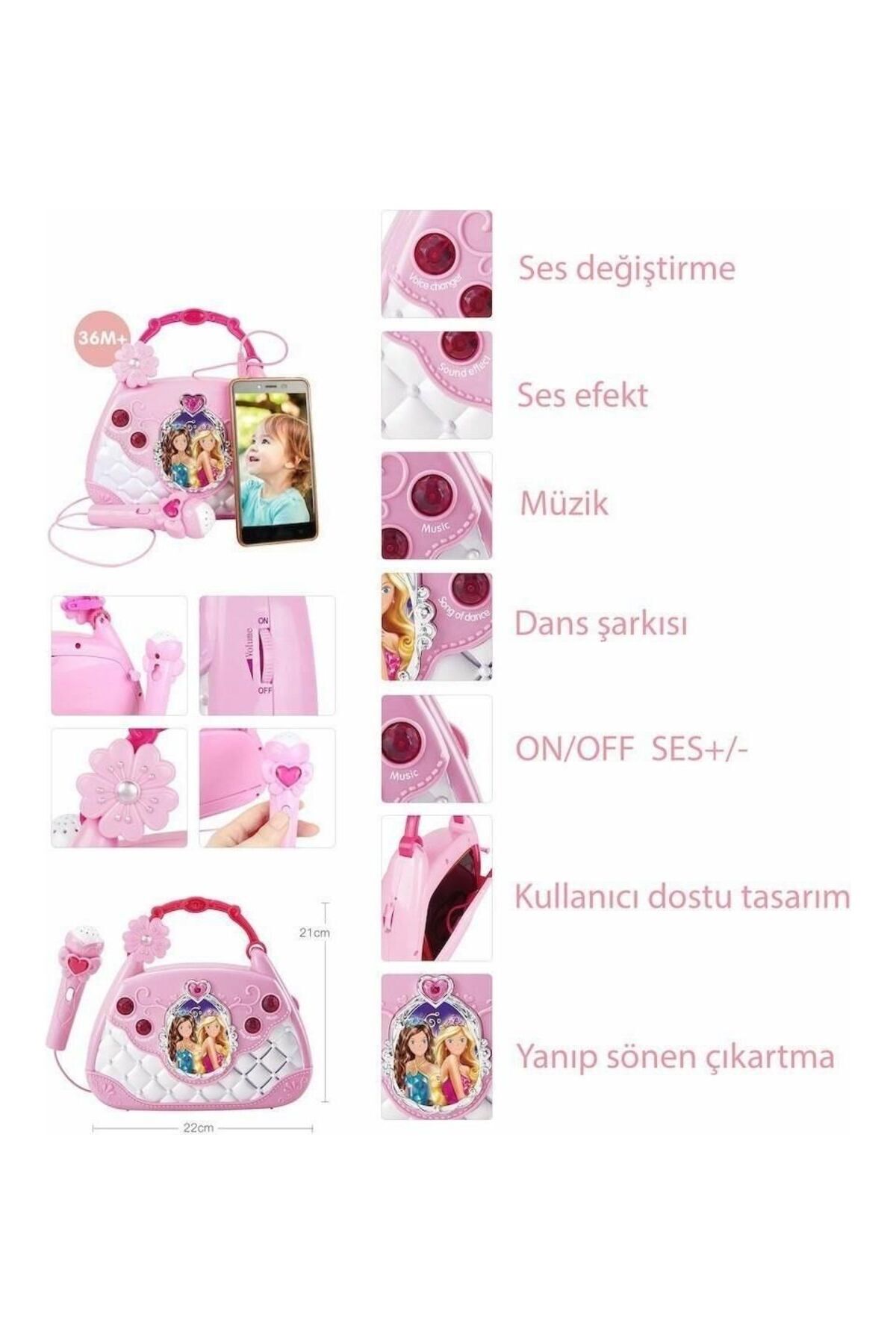 sinerjim MP3 VE MİKROFONLU PARTİ MÜZİK EL ÇANTASI