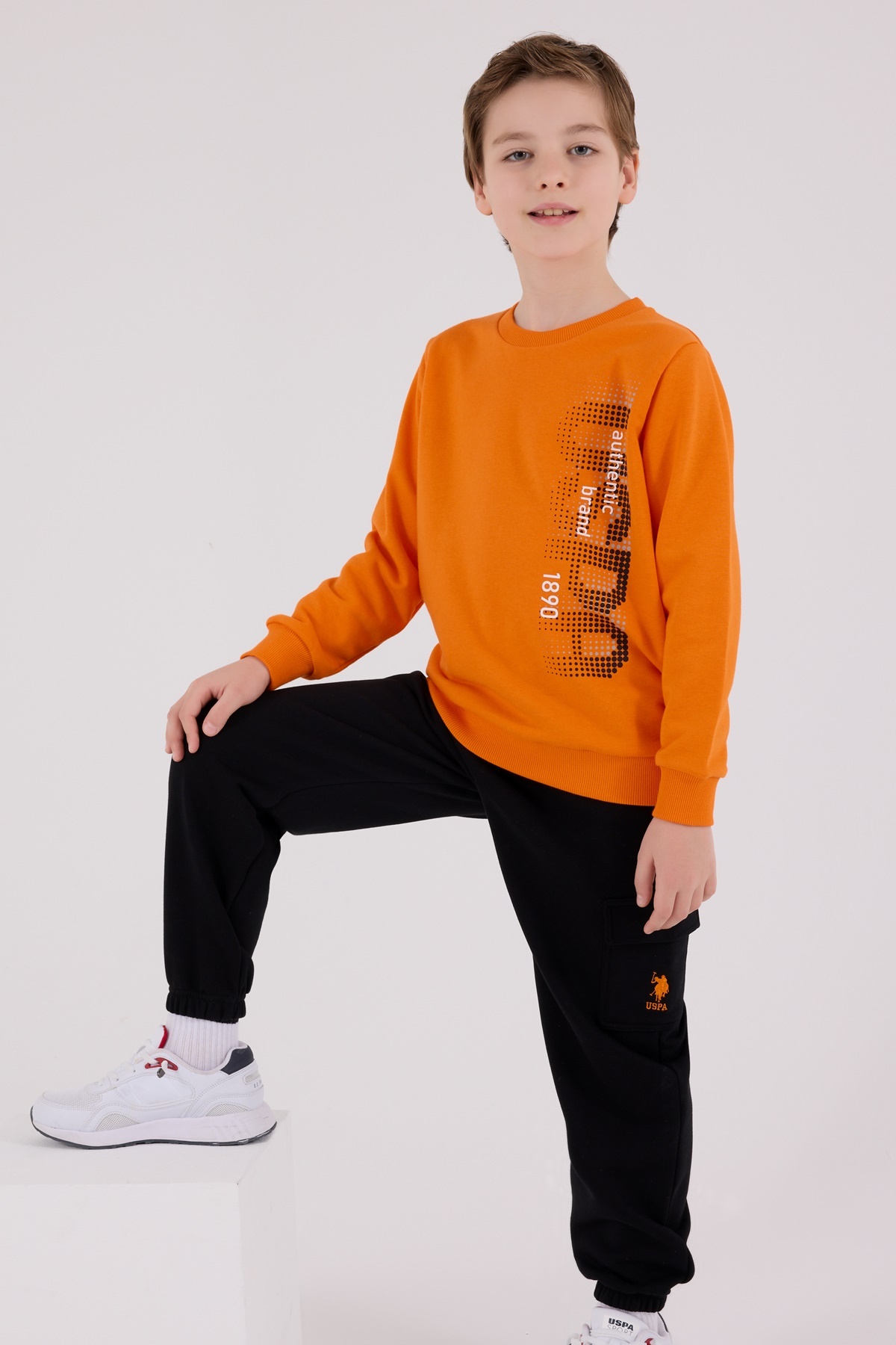 یو اس پولو ست لباس خواب آستین بلند جیب دار پسرانه