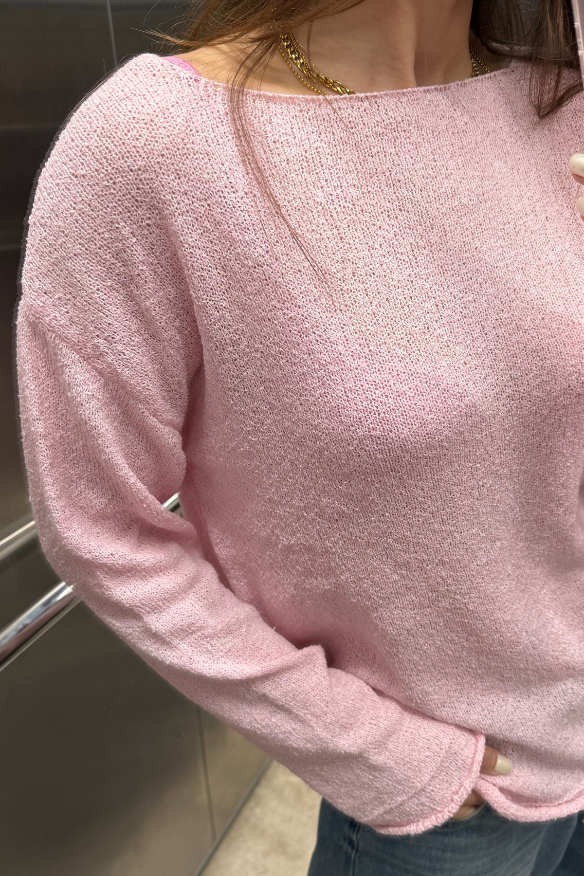 Noi Belis  Basic Oversize Kayık Yaka Dokulu Triko Kazak AW25KZ0032 - Görsel 7