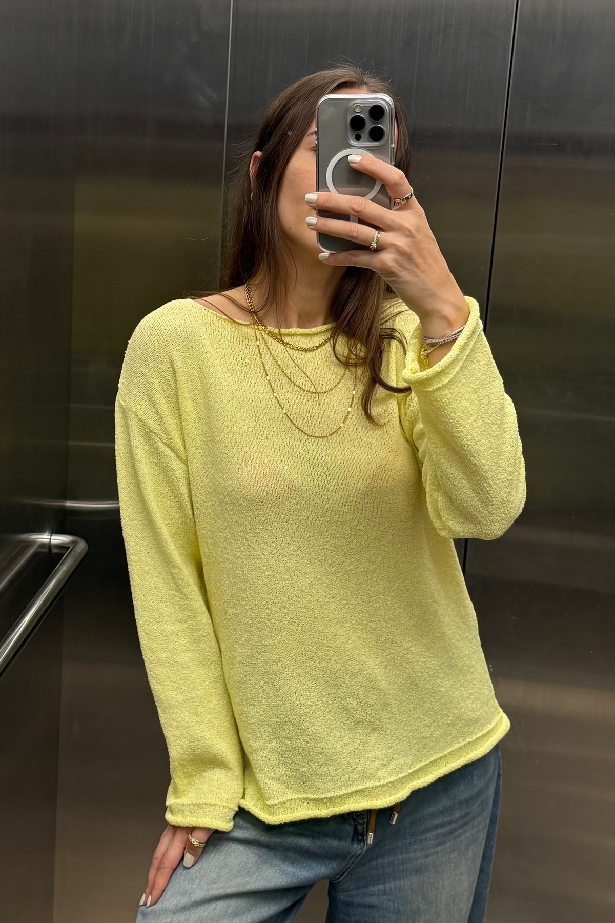 Noi Belis  Basic Oversize Kayık Yaka Dokulu Triko Kazak AW25KZ0032 - Görsel 6