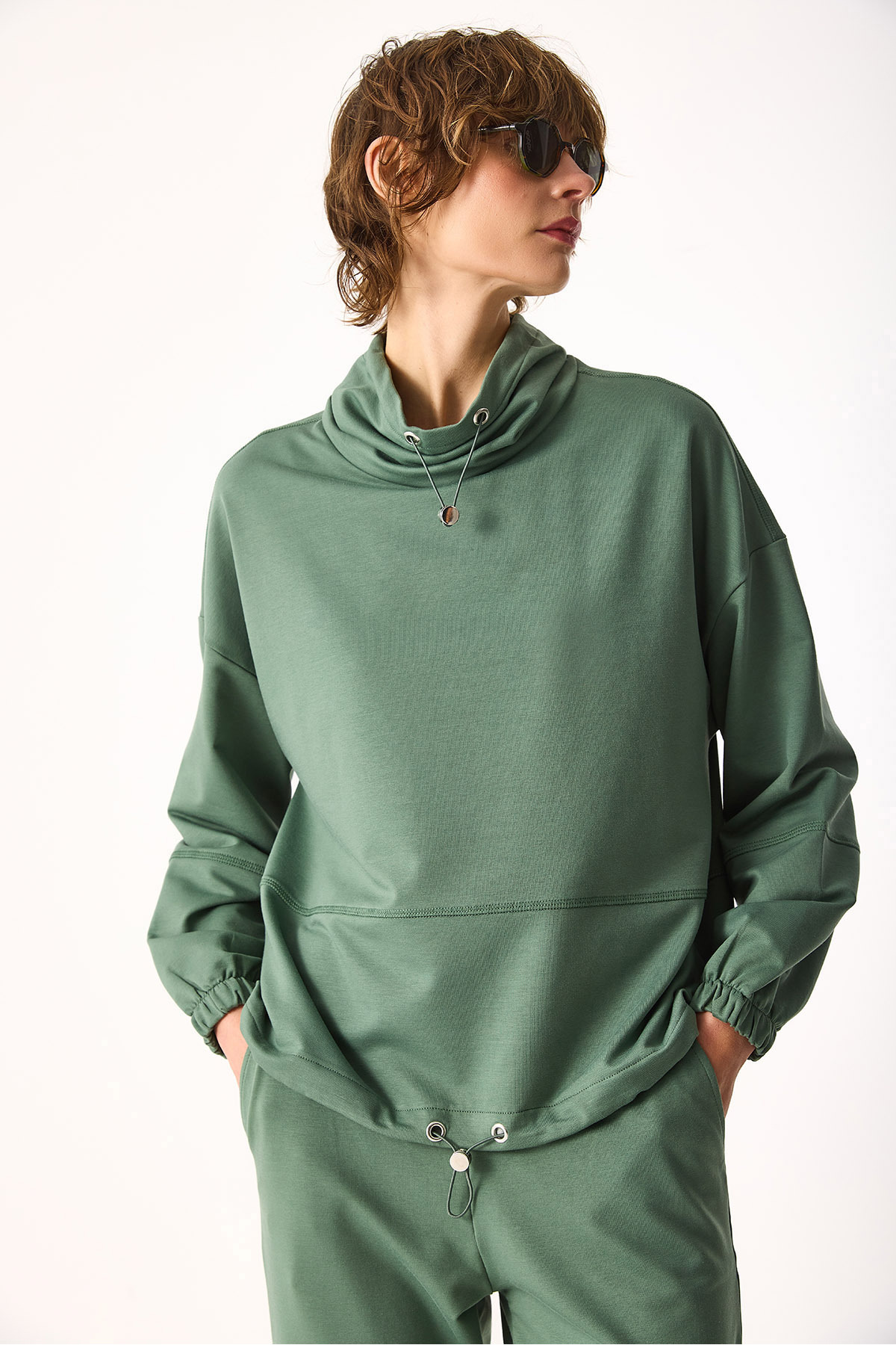 VENA  Norah Yakası Detaylı Regular Fit Sweatshirt-GÖL YEŞİLİ - Görsel 5