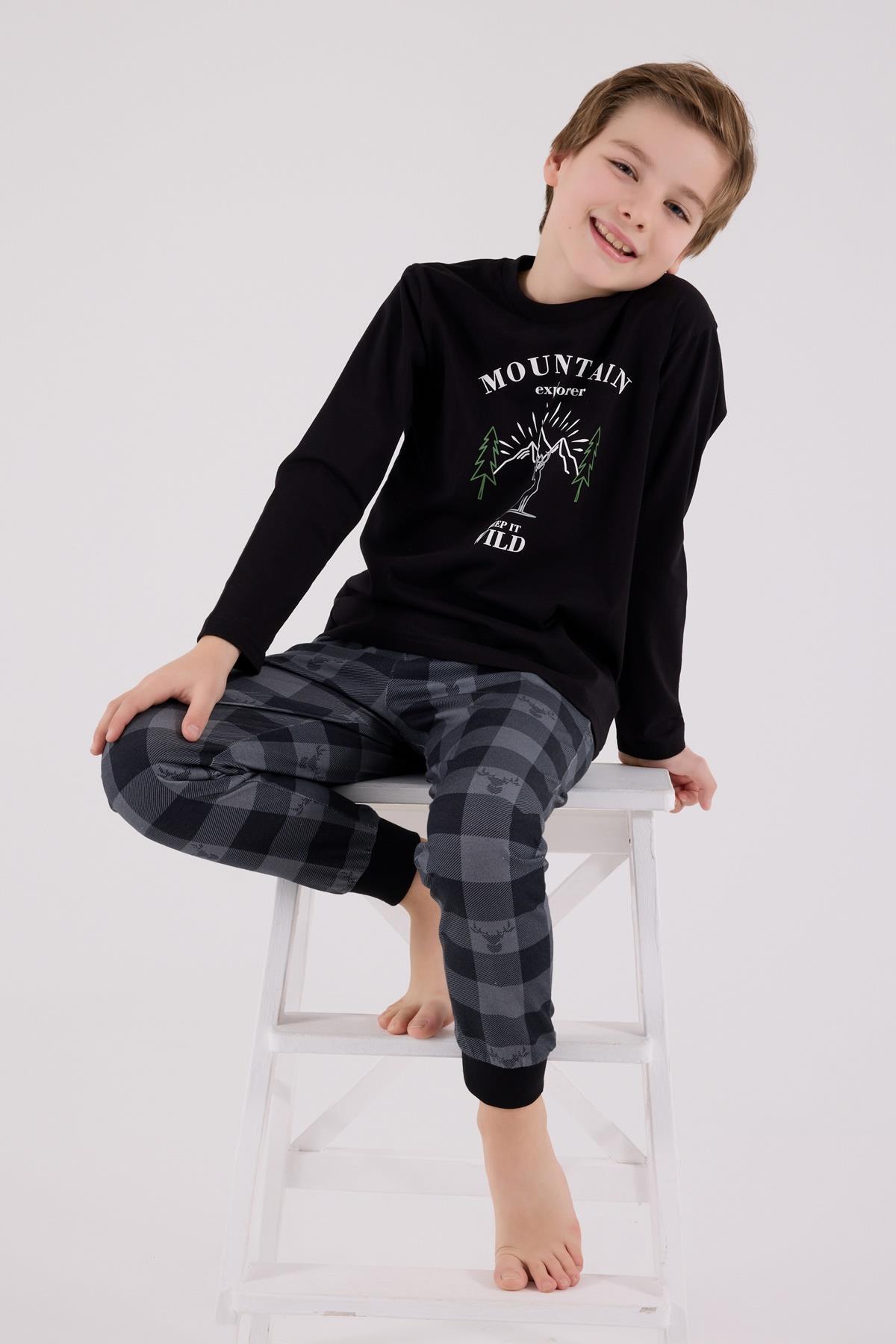 Baba Oğul Kareli Siyah Pijama Takım Kombin, Erkek ve Çocuk Pijamalar Ayrı Ayrı Fiyatlandırılır hover