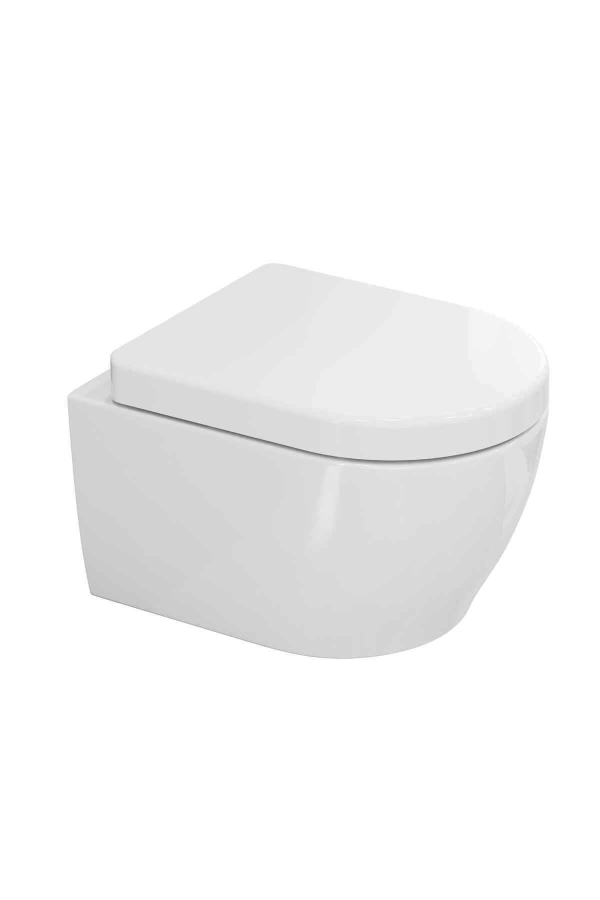 AQUA BAGNO Cocon 2.0 Kanalsız Asma Klozet 49 cm – Yavaş Kapanır Kapaklı 2 Parça Set – Beyaz