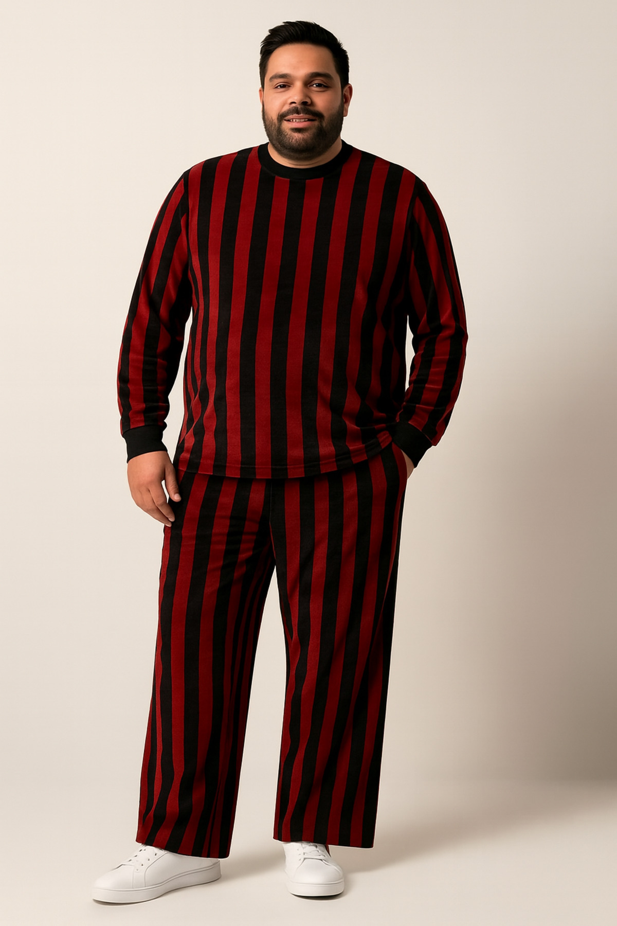 Gül Büyük Beden Kadife Kumaş Erkek Eşofman Takımı Rahat Konforlu