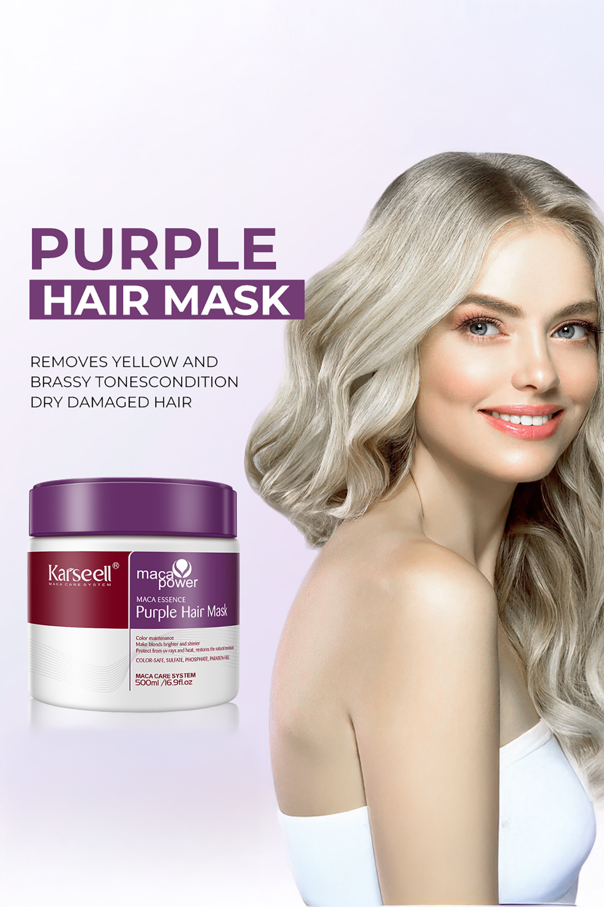 Turunculaşma Karşıtı Maca Özlü Purple Hair MOR Maske 500 ml — 4897110036427 — تصویر 3 از 5