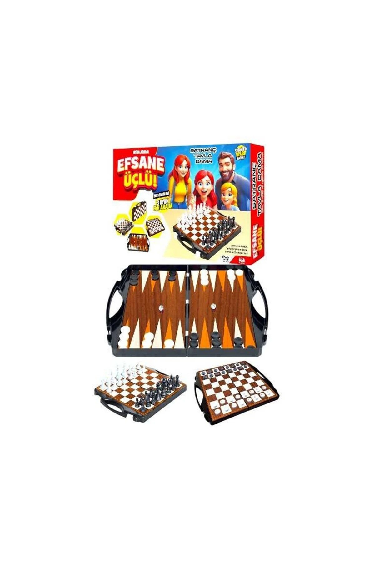 MRSPANCER 523148 - SATRANÇ TAVLA DAMA 3 LÜ Set Çantalı Oyun