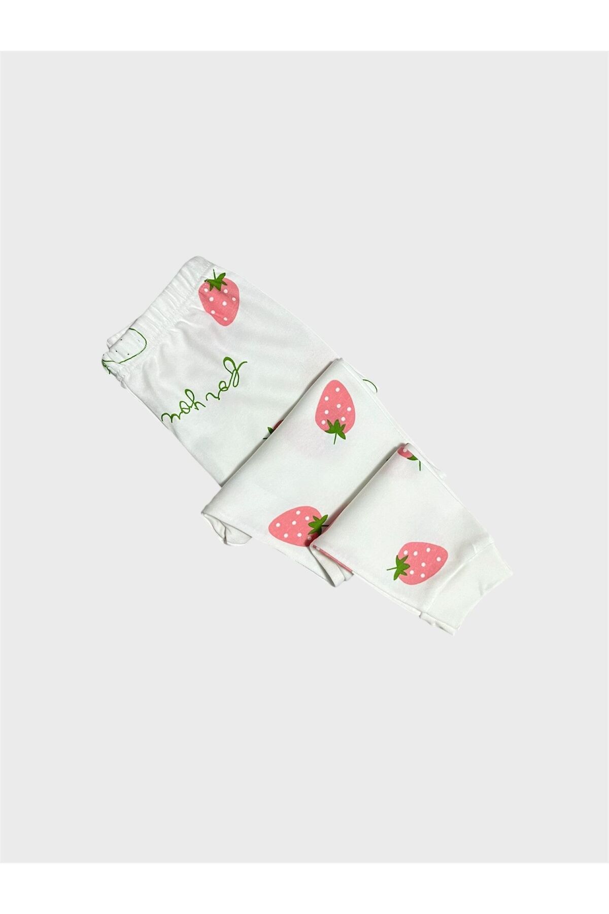 ALİŞ KİDS Kız Çocuk %100 Pamuklu Beyaz Çilek Desenli Uzun Kollu Pijama Takımı fotoğrafı 4 (önizleme)