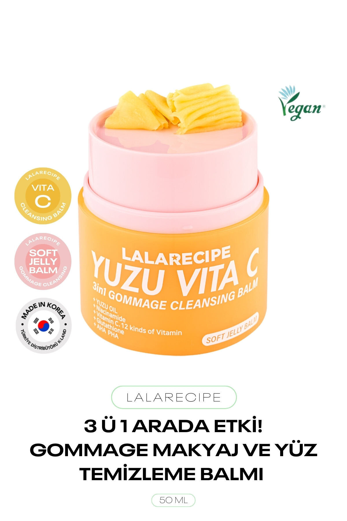 lalarecipe 3 ü 1 arada Makyaj Temizleme Balmı Lala Recipe Yuzu Vita Gommage Cleansing Balm