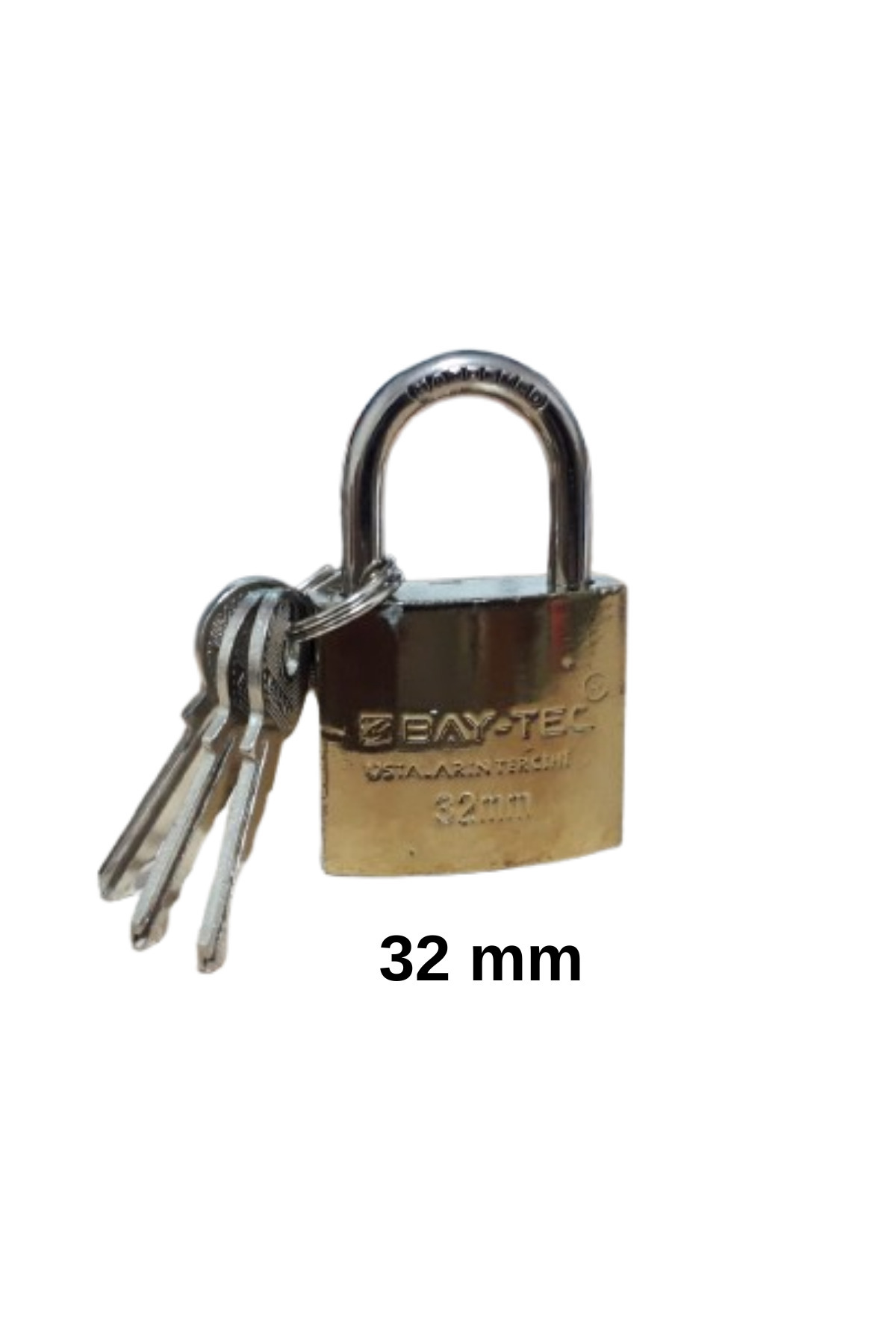 Baytec Asma Kilit Sarı Kısa 32 mm (3 Anahtarlı) | Dayanıklı Metal Gövde ve Güvenlik Mandalı