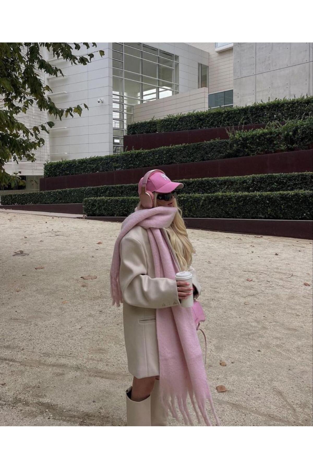 WearflawlessKışlık Soft Yumuşak Buklet Pembe Atkı, Yılbaşı hediyesi, Kışlık Hediye görsel 3